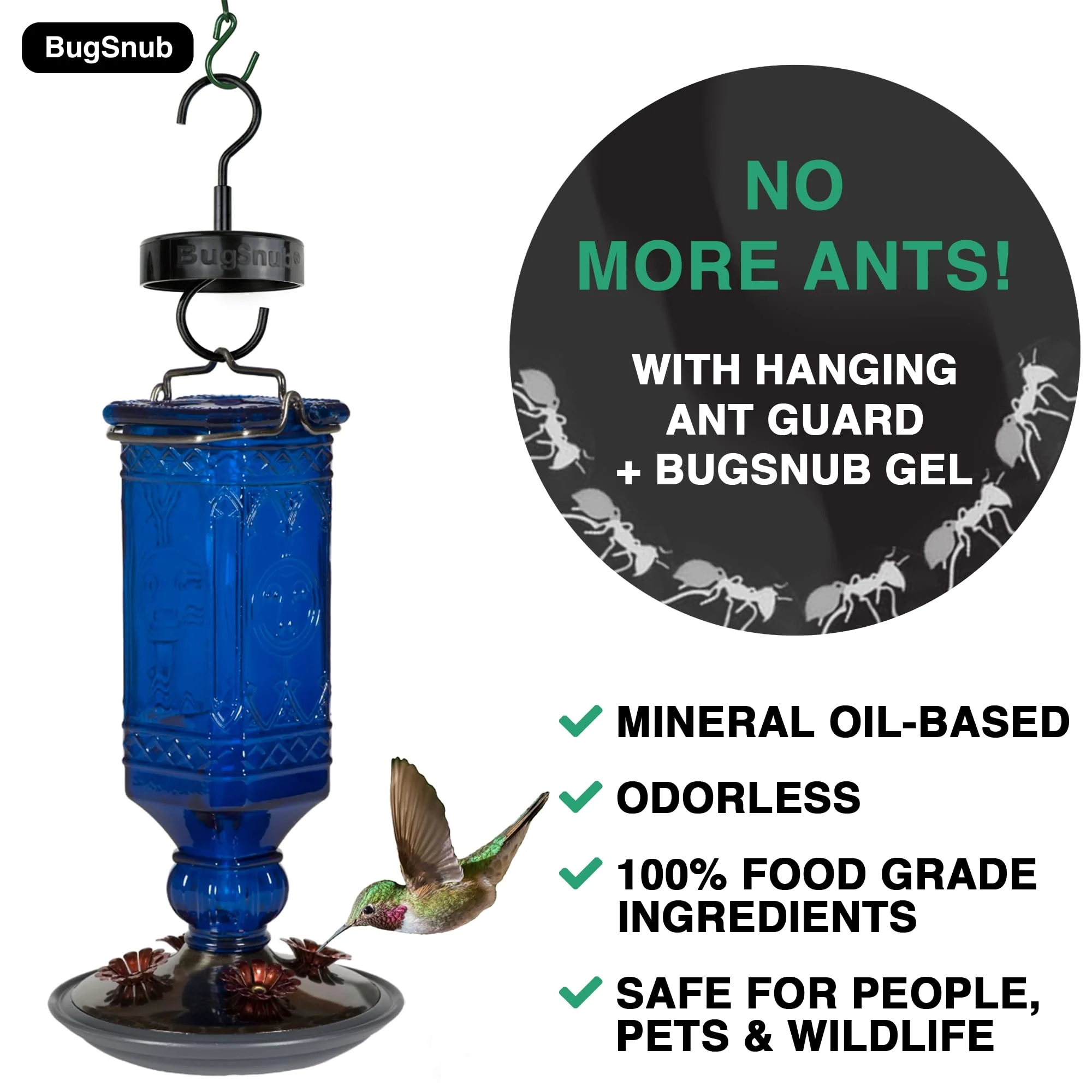 Hanging Ant Guard (3-pack)- Waterless Ant Defense for Hummingbird Nectar Feeders, Unique Upside-down Design, No Liquid Moat, Metal Hooks 3 Pack - Image 3