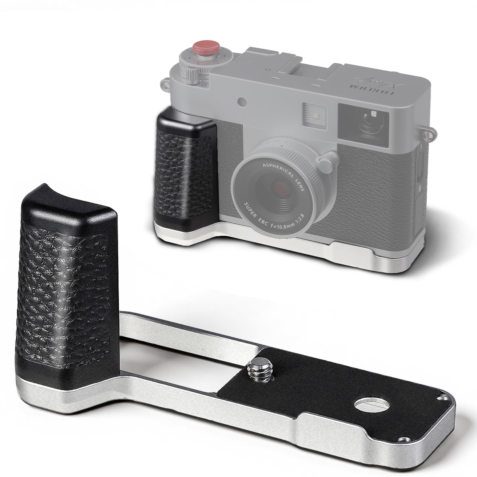 Haoge Handle HandGrip for Fujifilm x Half Camera Body Accessories L-Shape Grip Bracket Plate HG-XHALF-S Silver-Plate