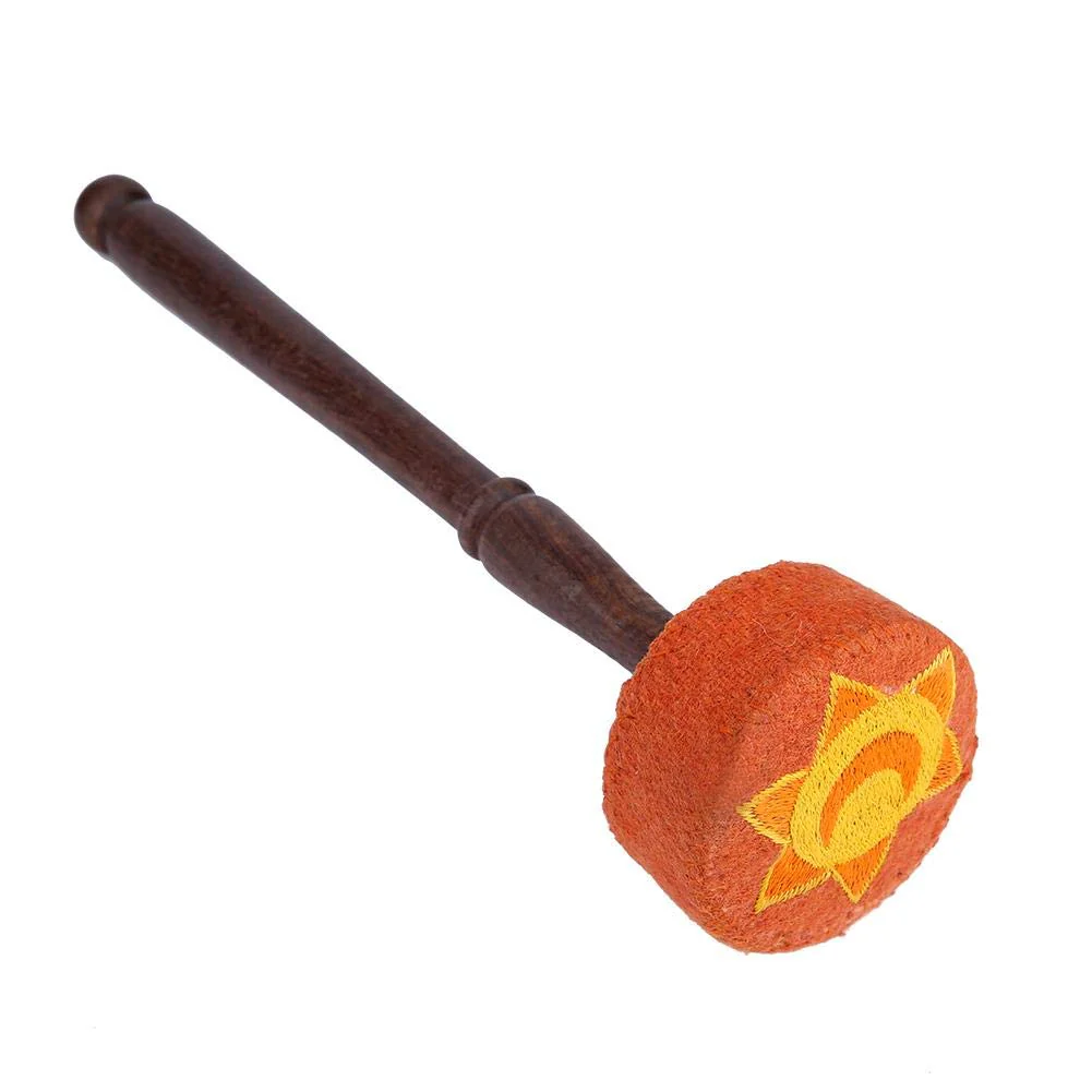 Hard Wood Felted Striker, Handmade Hard Wood Multi-Purpose Tibetan Buddhism Singing Bowl Mallet Striker Stick for Meditation Chakra Healing Prayer and Yoga (Orange) Orange