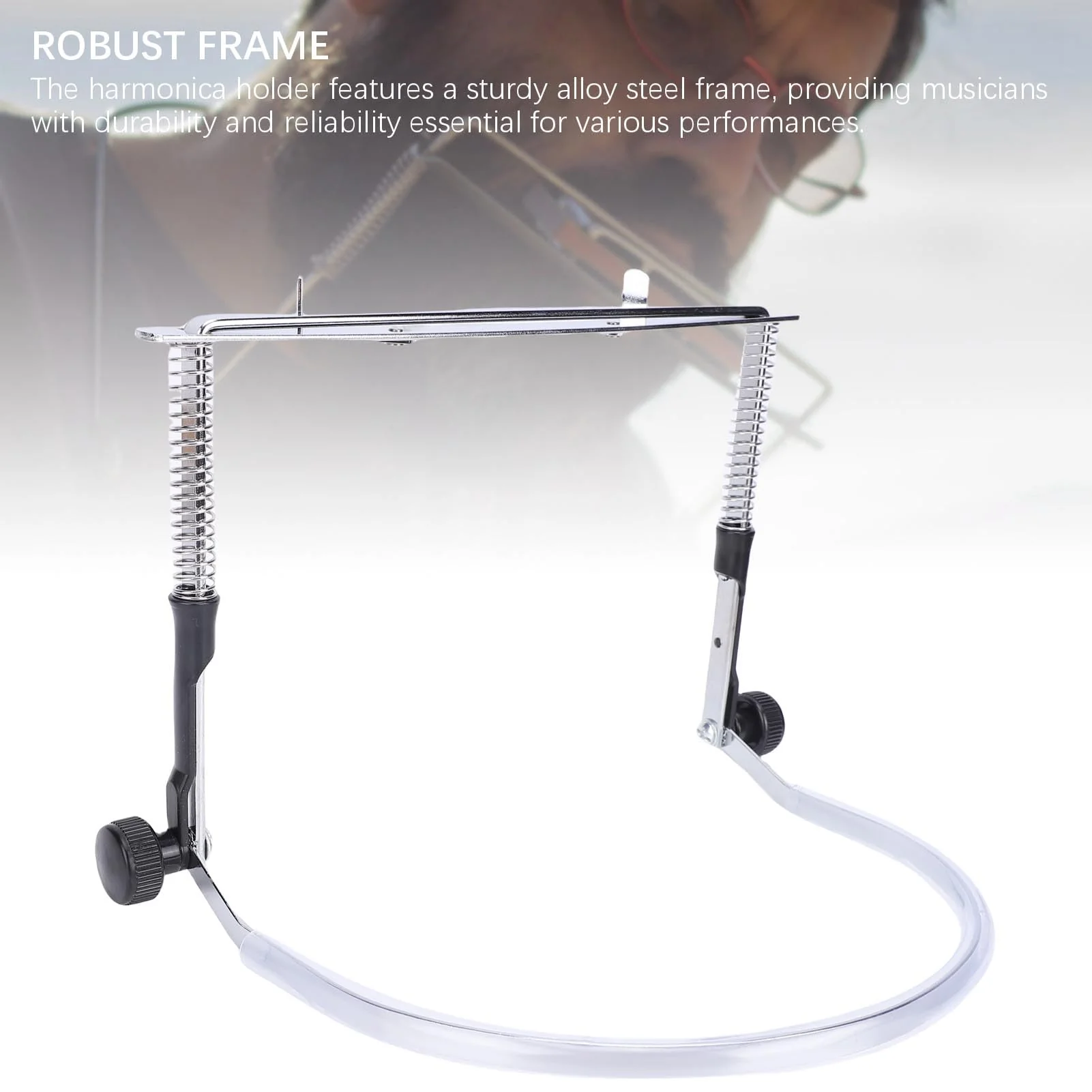 Harmonica Neck Holder, Alloy Steel Adjustable Angle Neck Stand with Sticker for 10 & 24 Hole Harmonicas for Beginners - Image 6