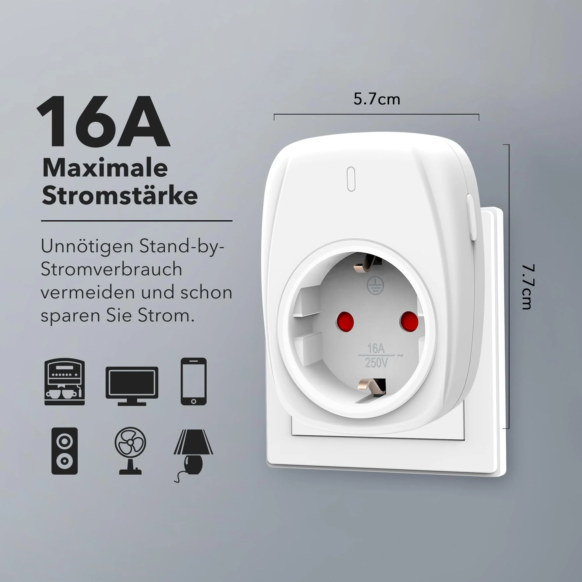 HBN 1 x Radio Socket with 1 Remote Control, 16 A/3,680 W Remote Controlled Plug for Indoor Christmas Decoration, Household Appliances, Range 30 m, White 1er - Image 7