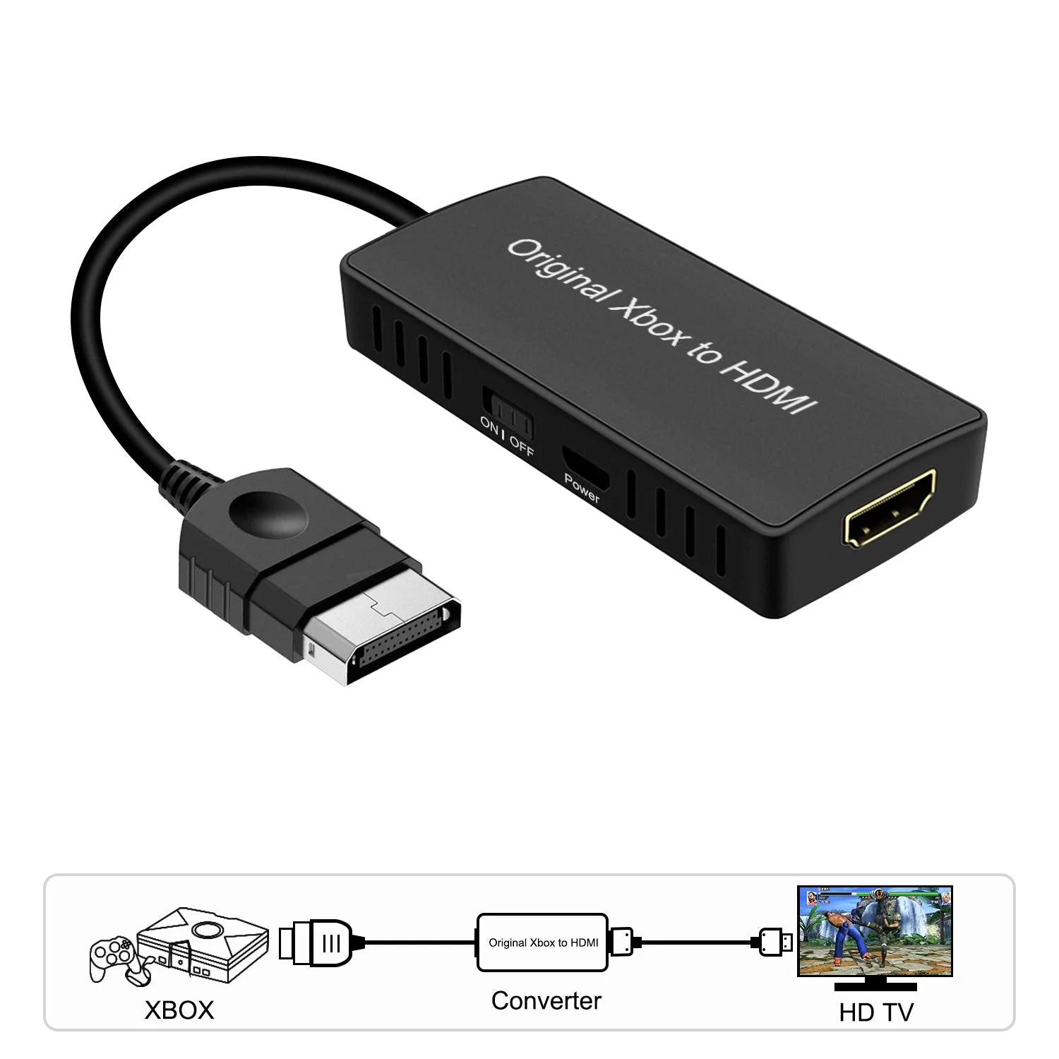HD Link Cable for Original Xbox Original Xbox HDMI Converter Automatically Detects and Converts YPbPr Component Signal to 480i/720p Output(100% Improved Picture Quality) - Image 2