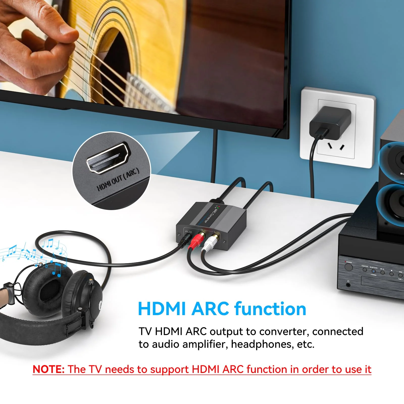 HDMI ARC Adapter 4K60Hz HDMI ARC Audio Extractor with 3.5mm and L R Stereo Audio for HDTV Soundbar Speaker Amplifier M HDMI ARC Adapter - Image 3