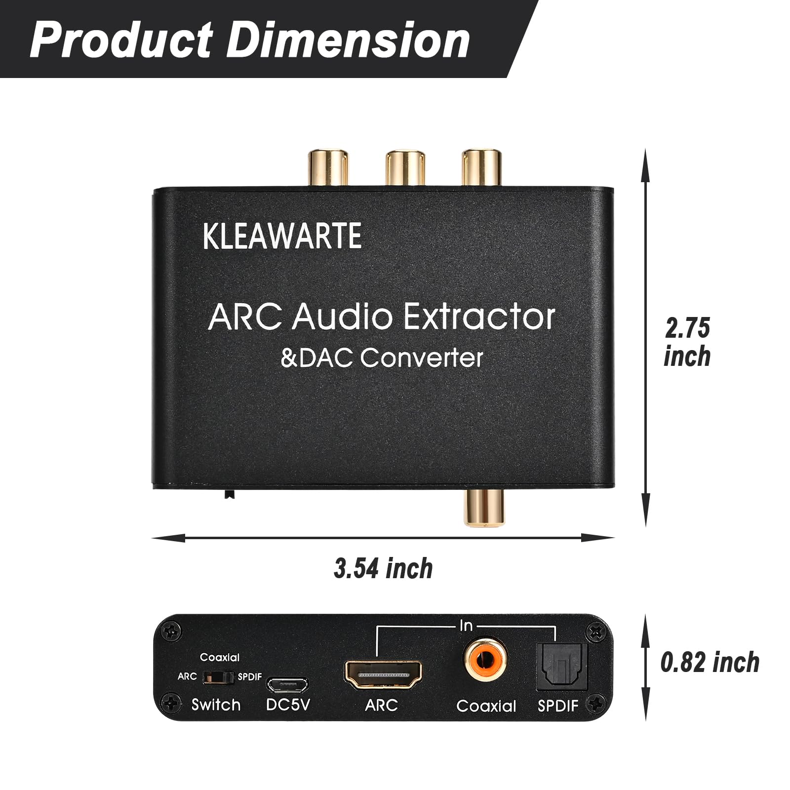 HDMI ARC Adapter ARC Audio Extractor ARC HDMI SPDIF/Optical Coaxial to Stereo Audio SPDIF Coaxial L/R 3.5mm Jack for TV 192KHz Digital to Analog Converter DAC Converter - Image 3