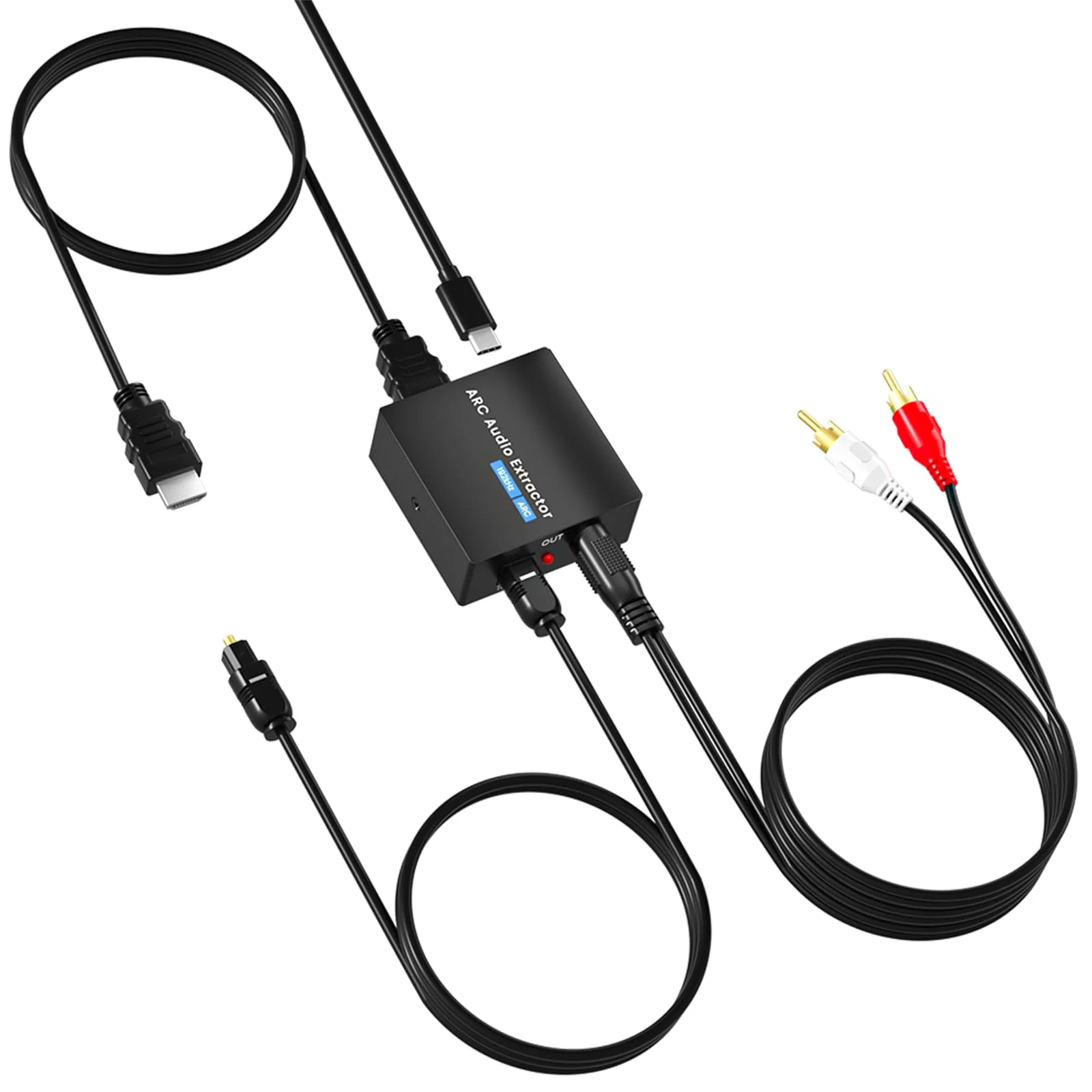 HDMI ARC Audio Extractor 192 KHz ARC Audio Adapter with SPDIF + 3.5mm AUX RCA Audio Output HDMI ARC to Optical Audio Adapter with Audio Cable Support Blue-Ray Play Soundbar ARC-3 Brownish 1