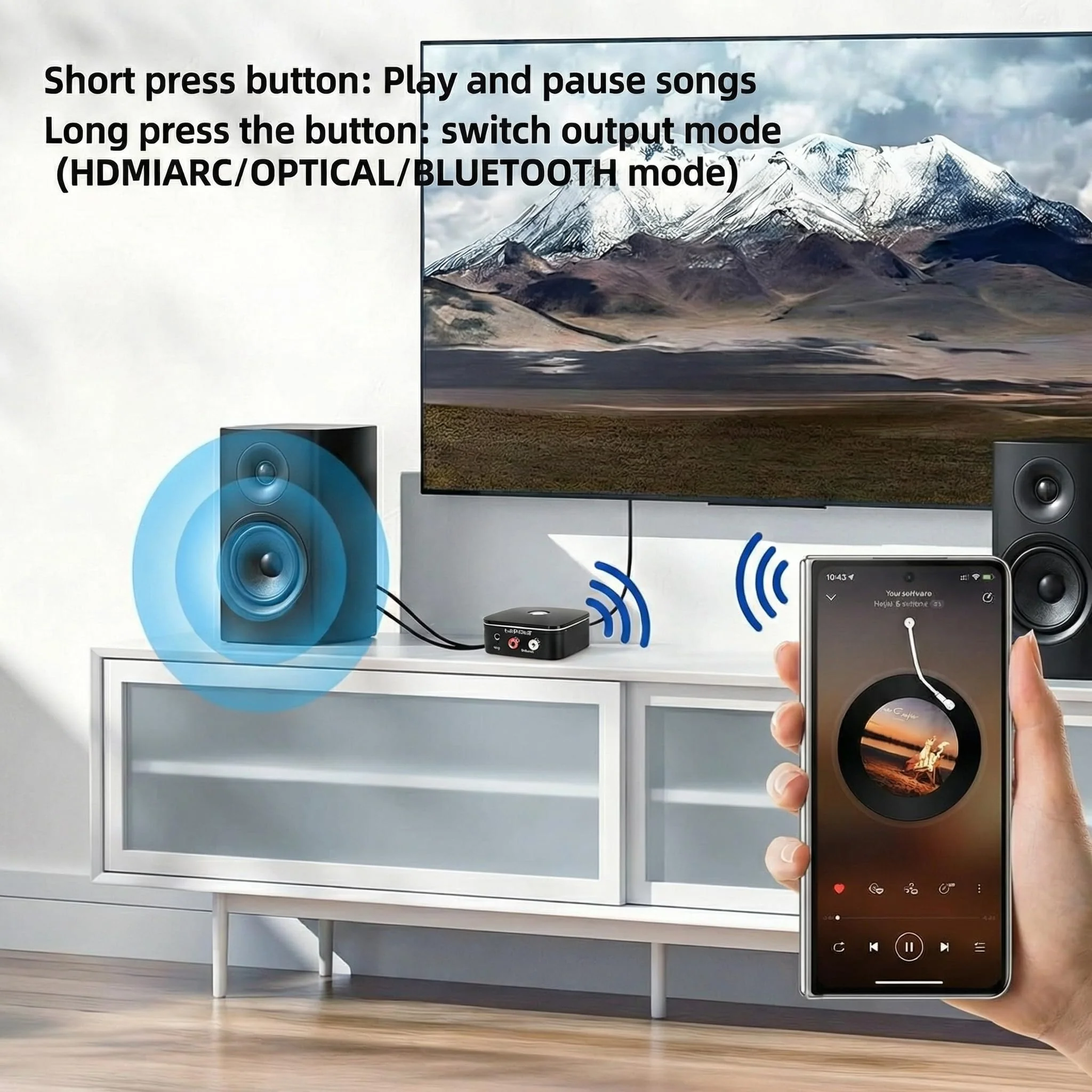 HDMI ARC Audio Extractor Converter,with Bluetooth 5.3 Audio Receiver Digital to Analog Audio Converter, SPDIF/HDMI ARC RCA Adapter with Button Control for Stereo L/R 3.5mm Jack for TV - Image 7