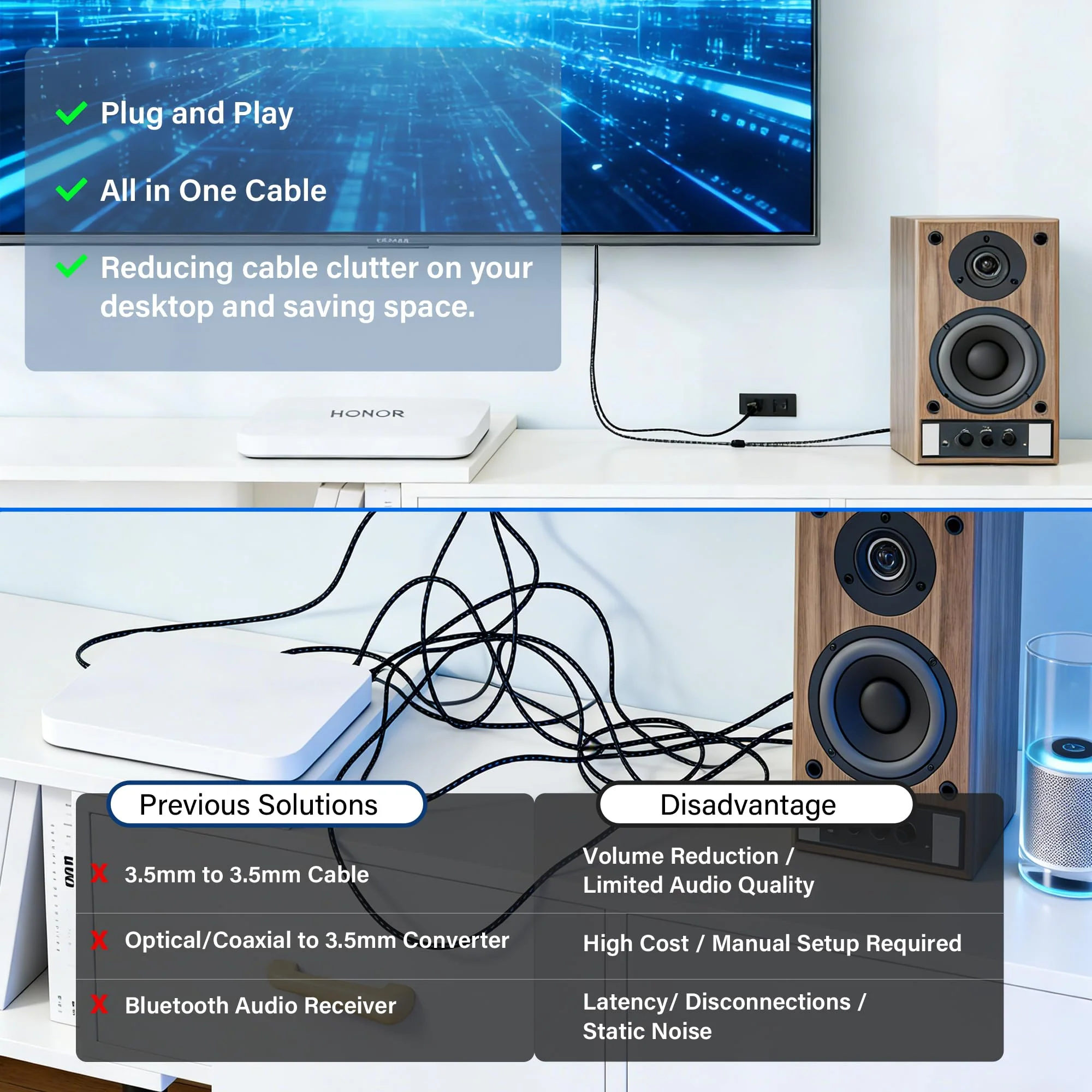 HDMI ARC to 2 RCA Audio Extractor Converter Cable 8 FT for TV to Soundbar,USB Powered ARC/eARC to Dual L/R Stereo RCA Male Adapter Splitter,192KHz PCM for Sound System Speaker Amplifier,Plug & Play 8FT - Image 4