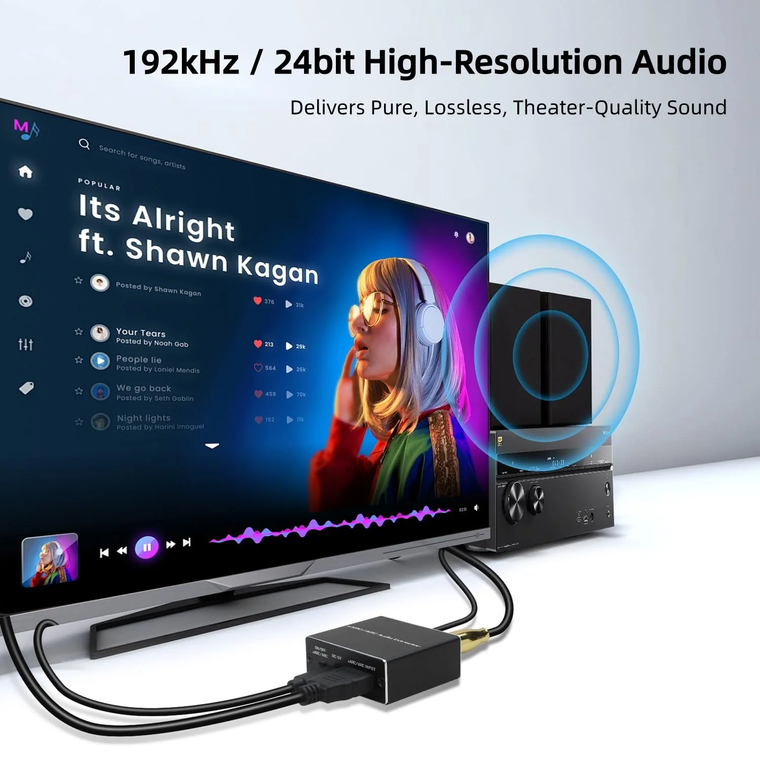 HDMI eARC/ARC Audio Extractor, 192KHz HDMI ARC/eARC to Optical Audio Adapter Converter to Optical+ Coaxial and Analog 3.5mm for HDTV Soundbars, Home Theaters-PCM/ Dolby5.1 & DTS 5.1 Formats eARC-01 - Image 7