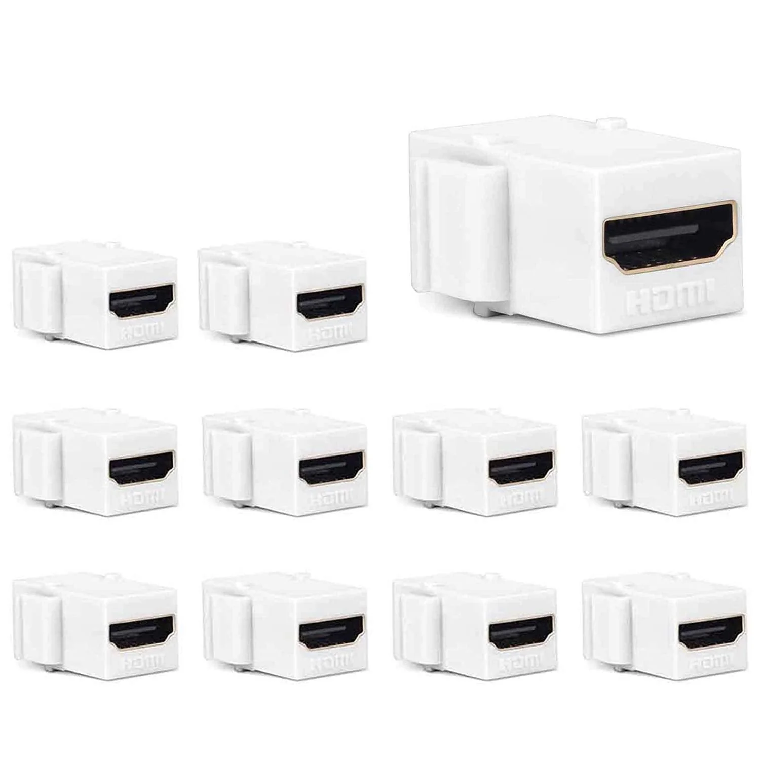 HDMI Keystone Jack, 10 Pack HDMI Keystone Insert Female to Female Coupler Adapter - White 10pcs 10pack