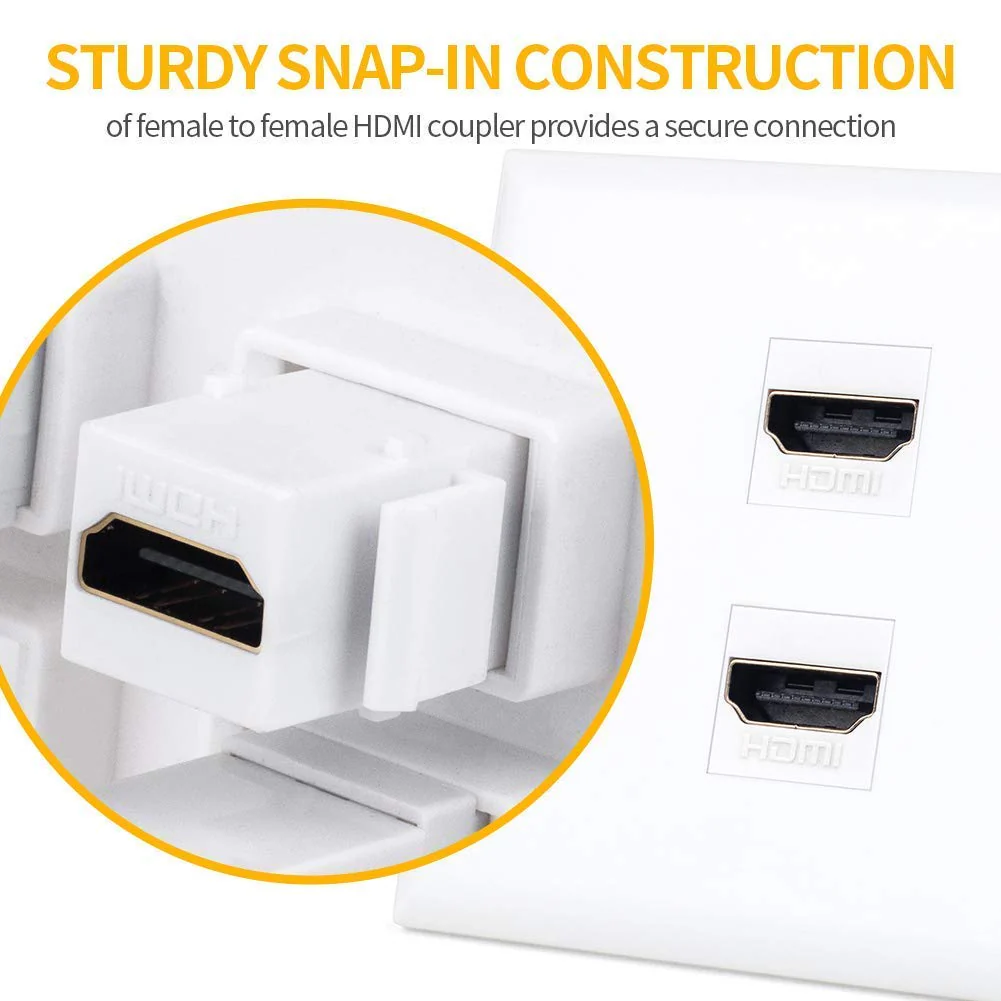 HDMI Keystone Jack, 10 Pack HDMI Keystone Insert Female to Female Coupler Adapter - White 10pcs 10pack - Image 3