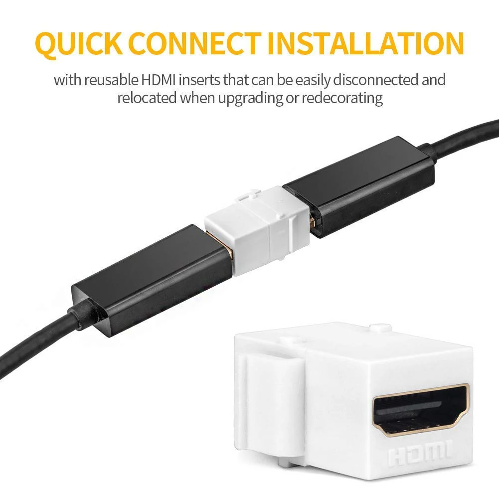 HDMI Keystone Jack, 10 Pack HDMI Keystone Insert Female to Female Coupler Adapter - White 10pcs 10pack - Image 4