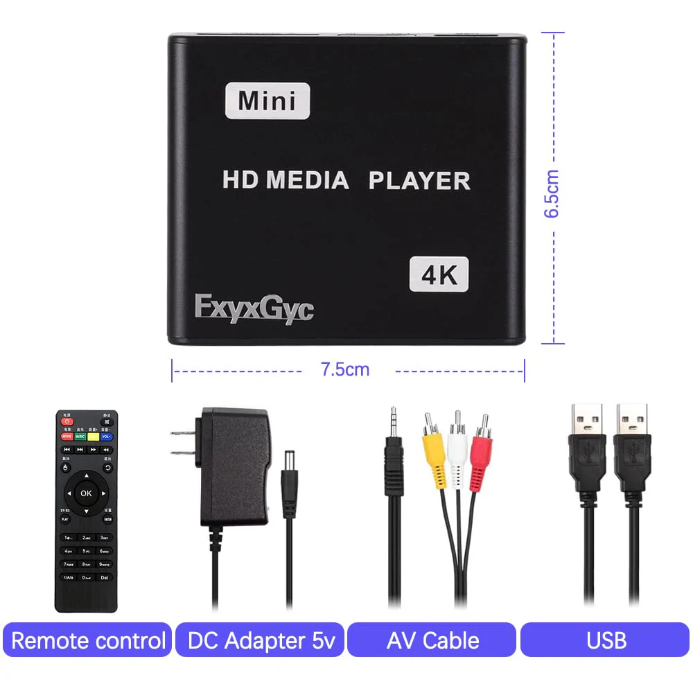 HDMI Media Player, 4K Ultra HD Digital Media Player, Supports USB Drive, SD Card, 4K@30Hz Output,H.265/H.264/AVC Decoding MP4/MKV/MP3/TS/Rmvb/Mov/JPG for Advertising Playback Multimedia TV Playback. Deep black - Image 5