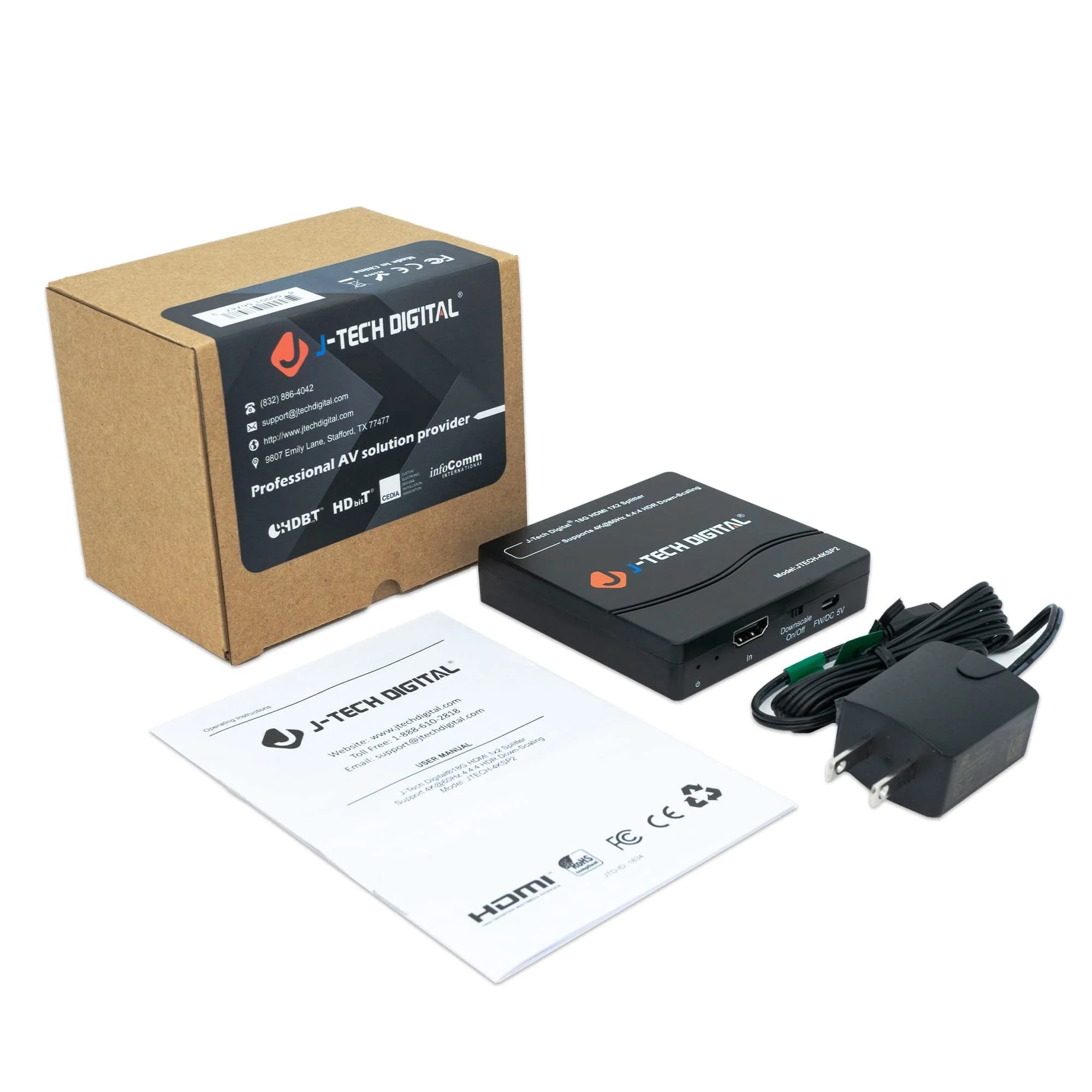 HDMI Splitter 1 in 2 Out 4K 60Hz Multi-Resolution Output (MRO) by J-Tech Digital HDMI 2.0 Splitter Supports Downscale HDR HDR10 / Dolby Vision 4K@60Hz 4:4:4 HDCP2.3 2.2 (JTECH-4KSP2) 4K 1x2 4:4:4 - Image 8