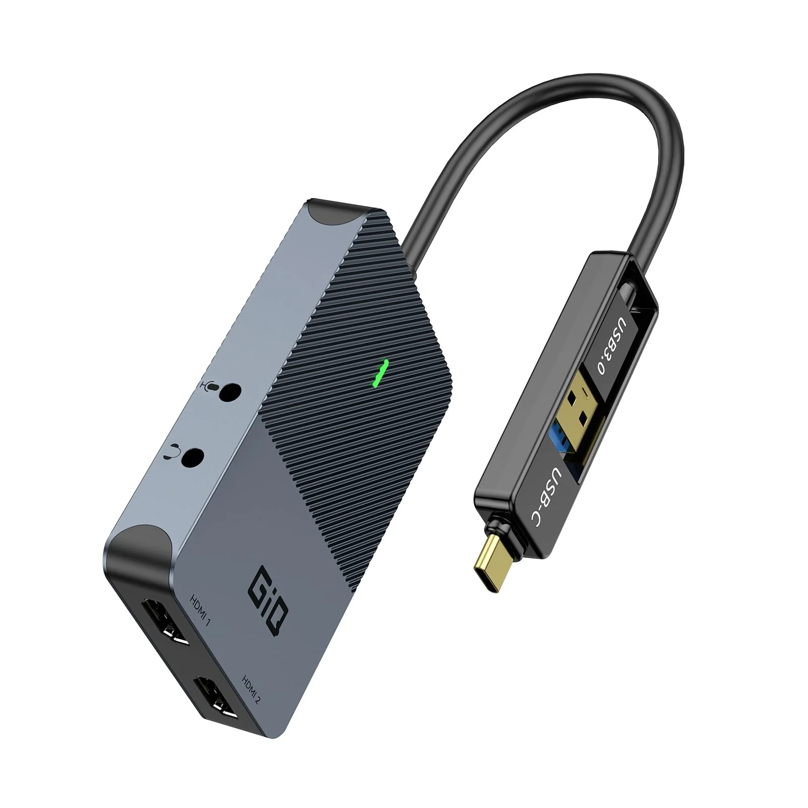 HDMI Splitter Extended Display for Dual Monitor, Dual 2K@60Hz Universal Video Graphics USB to Dual HDMI Adapter for USB A & USB-C Adapter, Compatible with USB 4,Windows and Mac Classic Grey