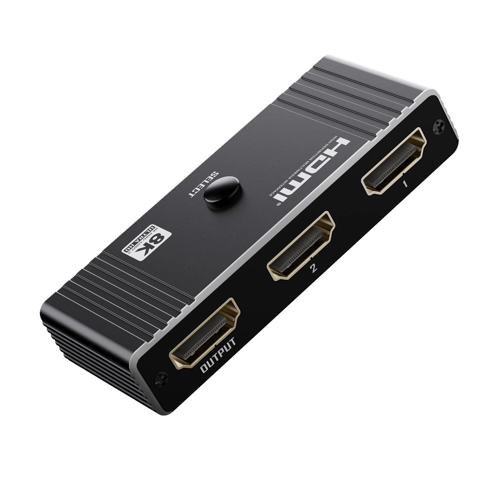 HDMI Switch 2 in 1 Out, 8K@60Hz 4K@120Hz, Aluminum HDMI 2.1 Switcher, Supports VRR HDR10+ Dolby Vision 48Gbps HDMI Splitter, Perfect for Gaming, PS5, Xbox, Roku, Fire Stick(Black) Black