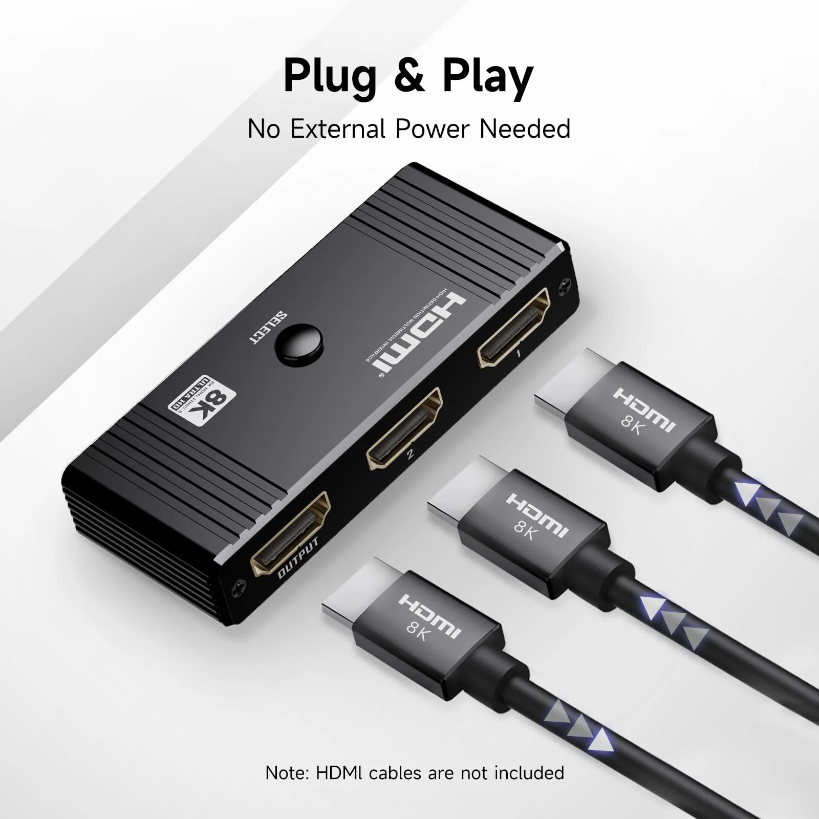 HDMI Switch 2 in 1 Out, 8K@60Hz 4K@120Hz, Aluminum HDMI 2.1 Switcher, Supports VRR HDR10+ Dolby Vision 48Gbps HDMI Splitter, Perfect for Gaming, PS5, Xbox, Roku, Fire Stick(Black) Black - Image 6