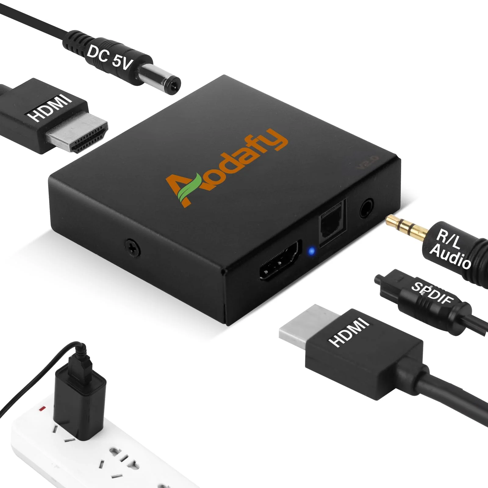 HDMI to Optical Audio Adapter, HDMI Audio Extractor to 3.5mm AUX Sound Extractor Splitter, 4K@60Hz Audio Converter Supports HDMI 2.0, HDCP 2.3, for Apple TV, Fire TV PS5, Xbox etc
