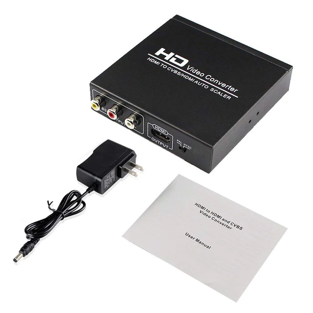 HDMI to RCA and AV 3RCA Converter Adapter, Support 1080P, PAL, NTSC for HD TV and Older TV (Black, Iron Shell) - Image 5
