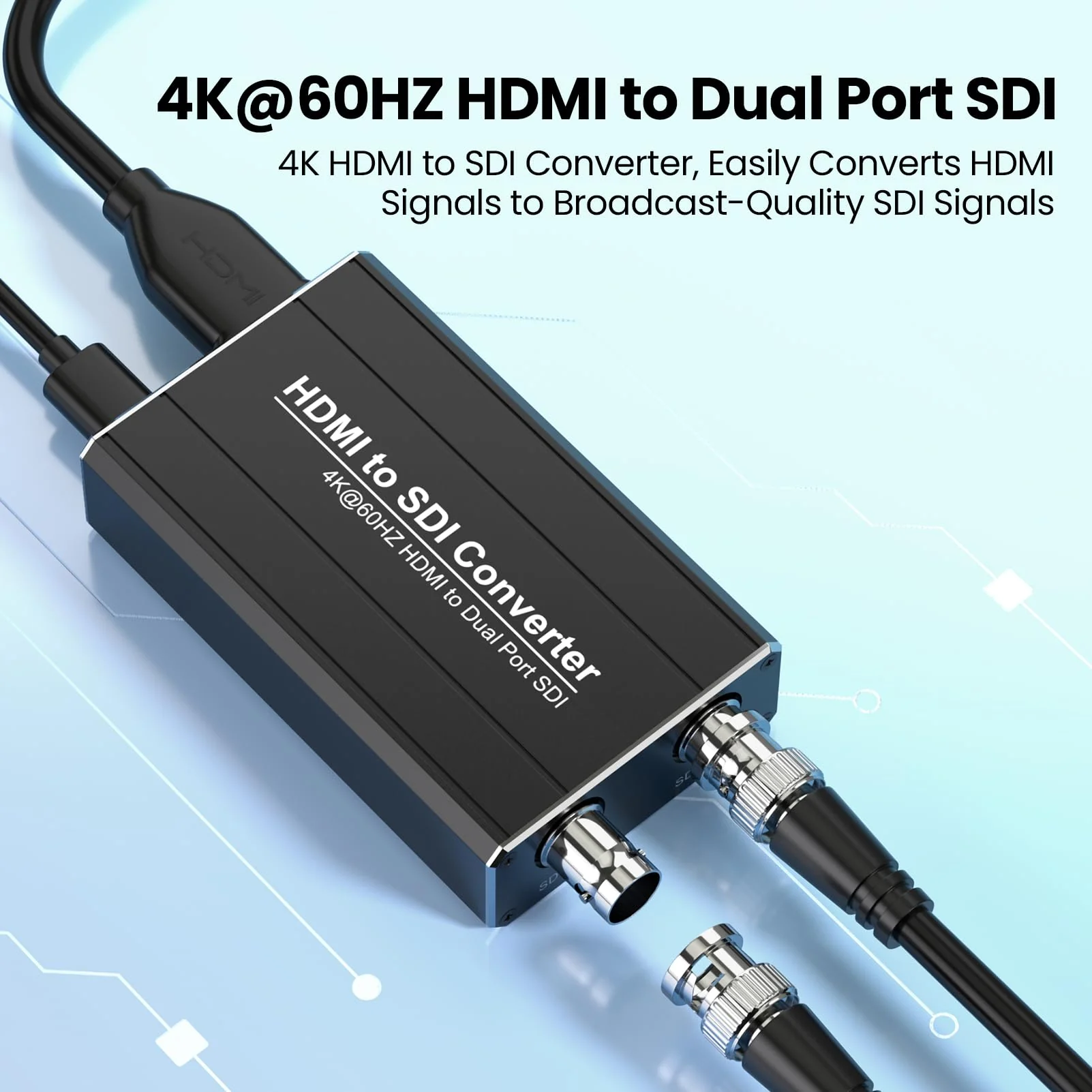 HDMI to SDI converter, Dual SDI Output Adapter Support HDMI 4K/60Hz Input, Auto Format Detection Extender for Camera Home Theater - Image 2