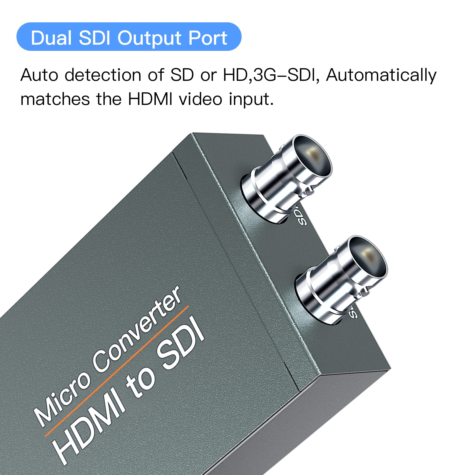 HDMI to SDI, HDMI to 3G-SDI/HD-SDI Converter, Audio Embedder 2 Way SDI Converter Dual SDI Output Adapter Support 1080P for Camera Home Theater - Image 5