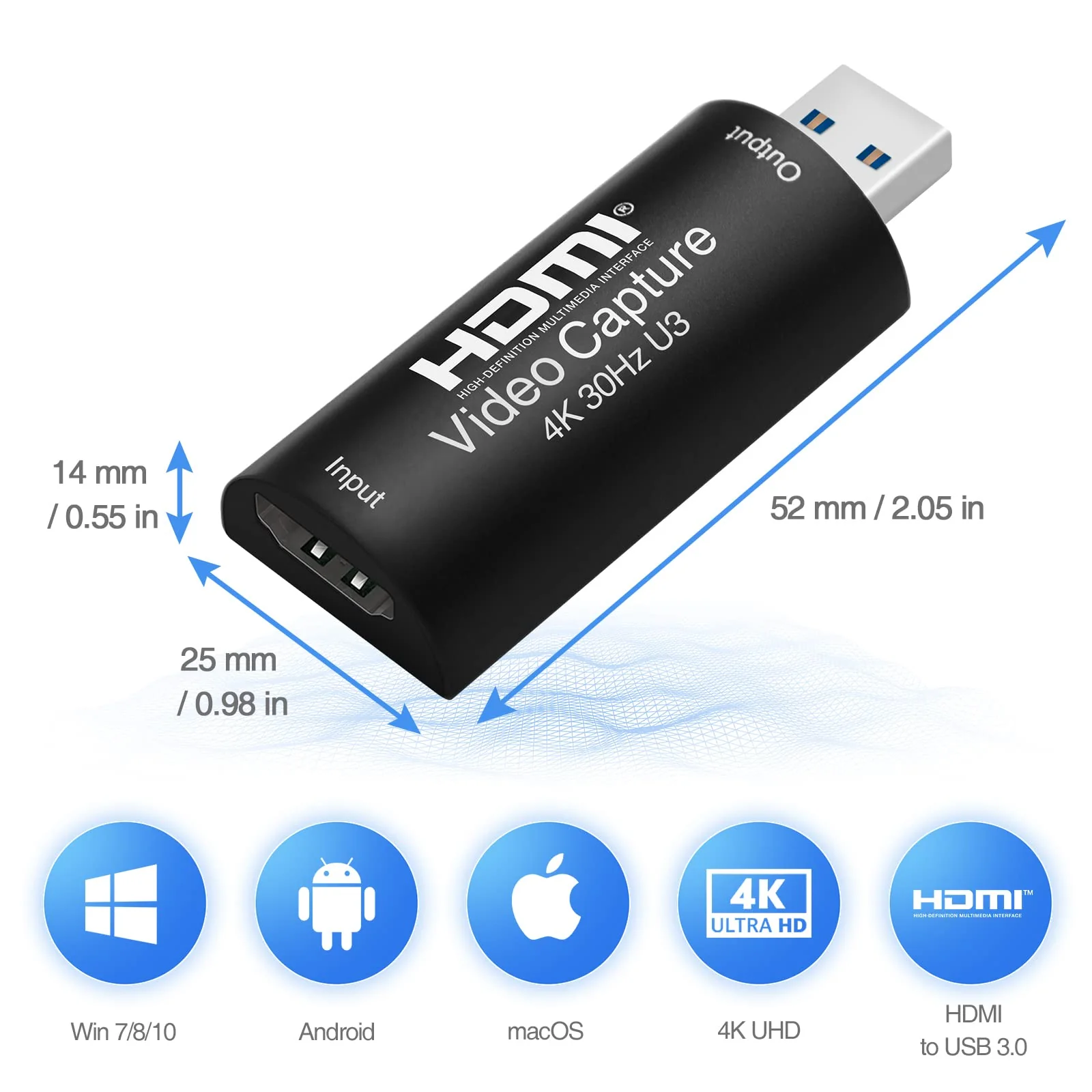 HDMI to USB 3.0 Video Capture Card, Cam Link 1080P60 Game Capture Card Device for Streaming Recorder, Live Broadcasting, Compatible with Nintendo Switch,Xbox,PS4 (VLC/OBS/Amcap) UCH701 USB 3.0 4K HDMI Video Capture Card - Image 6