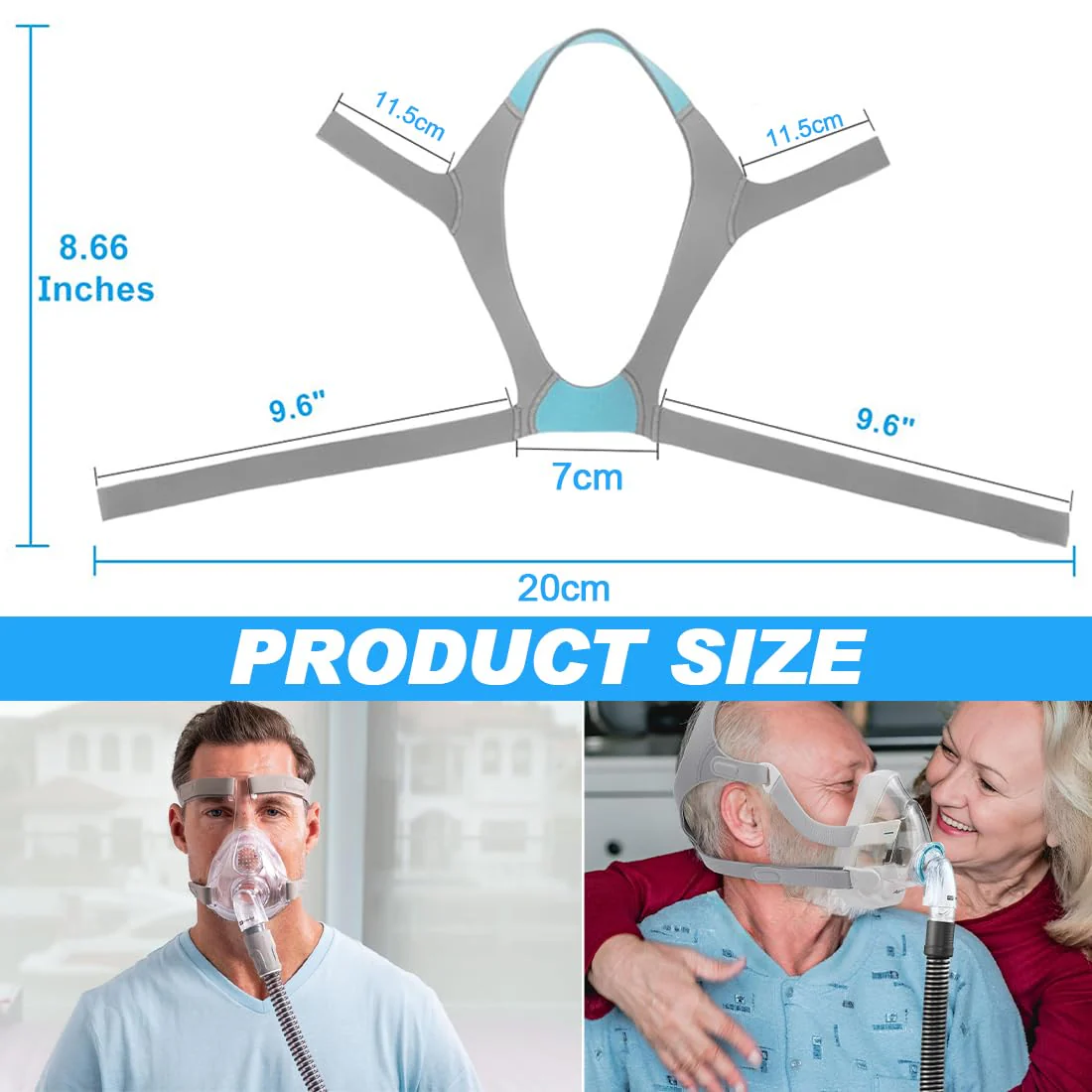 Headgear CPAP F20 Headband Compatible with Resmed Airfit F20 CPAP Mask CPAP Mask Accessories Unisex CPAP Replacement Headband (Mask Not Included) - Image 2