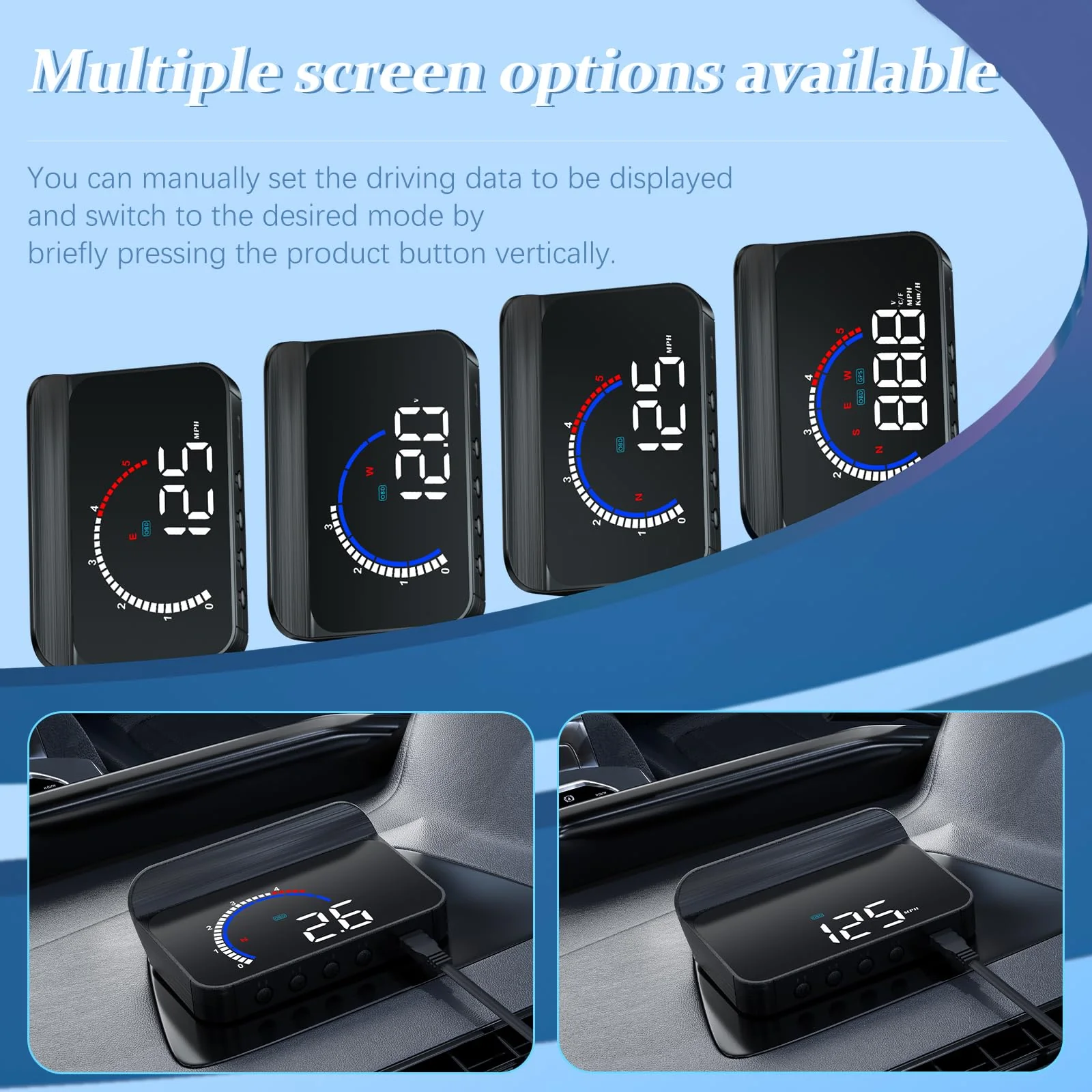 Heads Up Display for Cars Windshield Projection M13, OBD2+GPS Car GPS Speedometer Display Speed, Fuel Consumption, Water Temperature and Multiple Alarm Functions Suitable for All Cars m13plus - Image 6