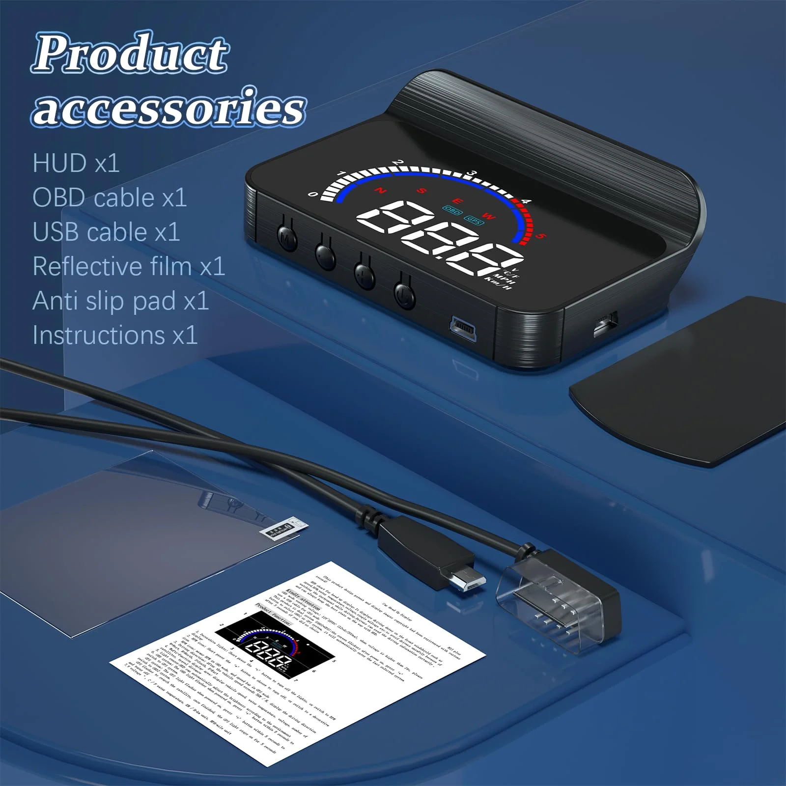 Heads Up Display for Cars Windshield Projection M13, OBD2+GPS Car GPS Speedometer Display Speed, Fuel Consumption, Water Temperature and Multiple Alarm Functions Suitable for All Cars m13plus - Image 9