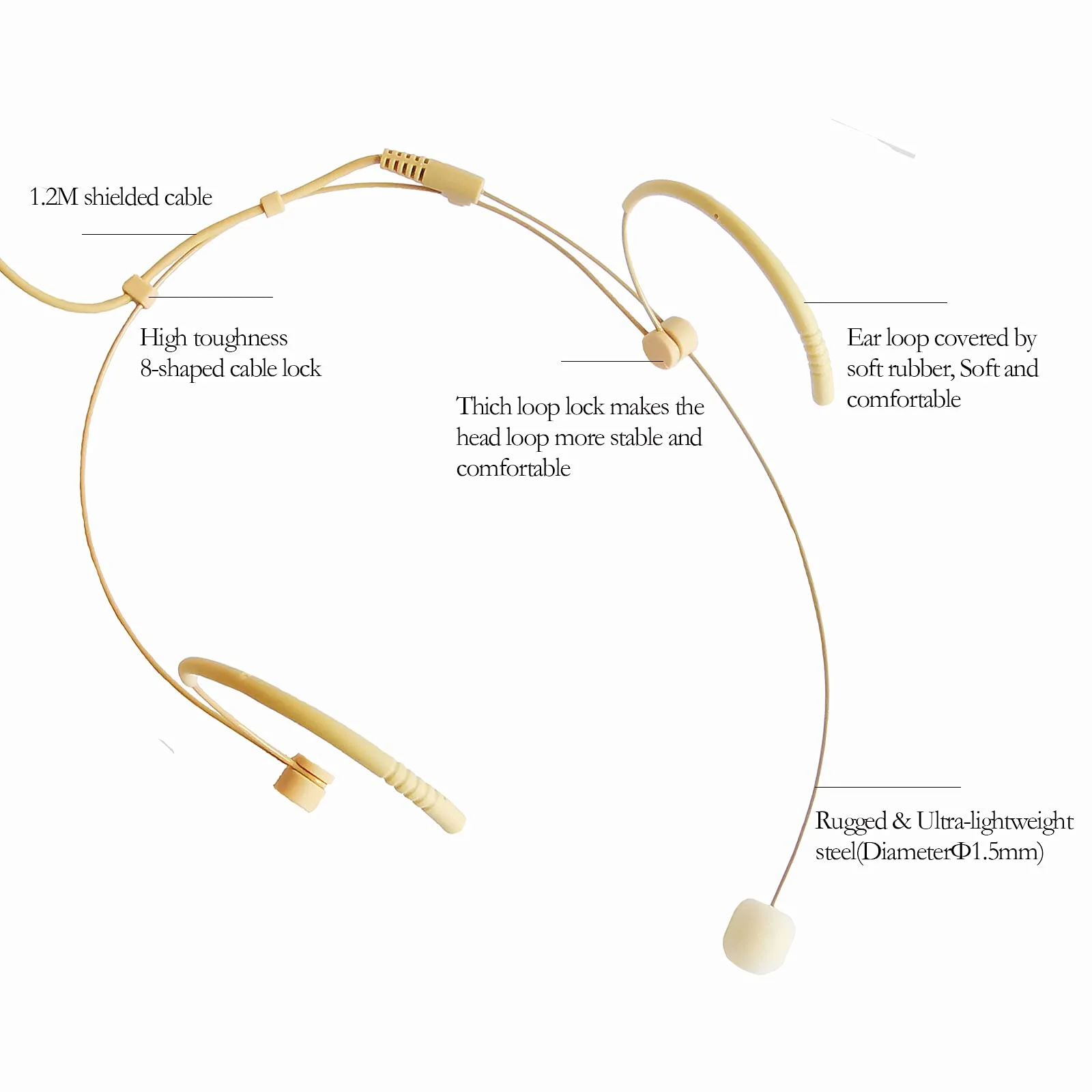 Headset Microphone Discreet Headworn Ear Hook Earset Over The Ear Mic for Sennheiser Wireless Transmitter, Ideal for Lectures, Live Performance, Theater, Podcasts – Beige - Image 4