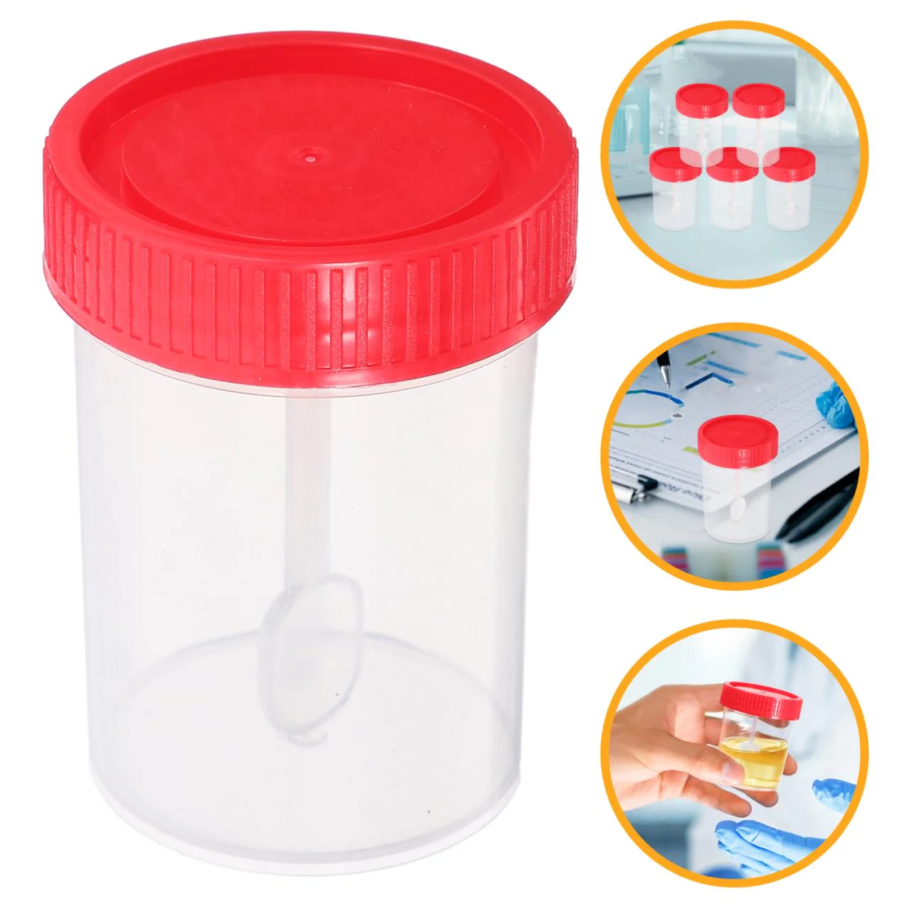 Healifty 50 Pcs Screw On Sample Cups with Spoon Stool Sealed Container Sample Tube 40ml - Image 4