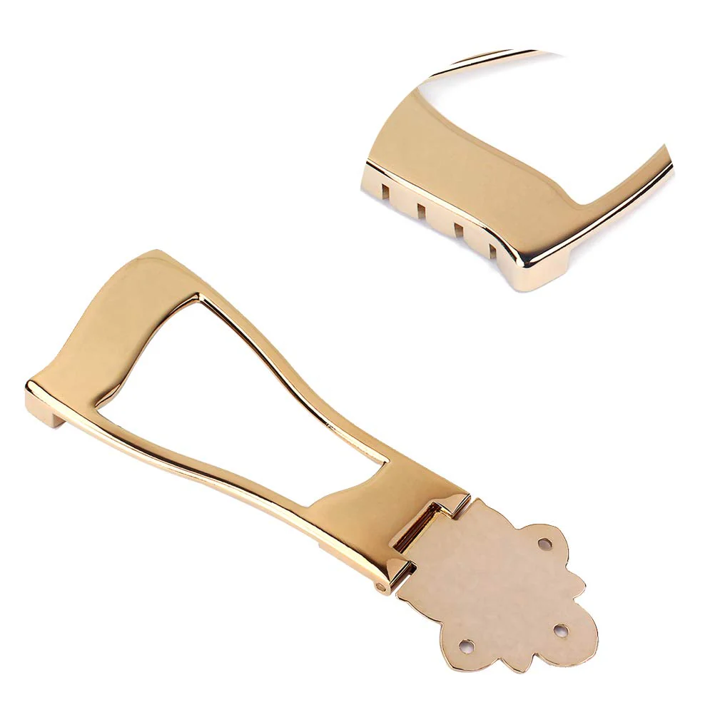 Healifty 6 String Guitar Trapeze Tailpiece Bridge for Jazz Archtop Guitar Replacement (Gold) - Image 2