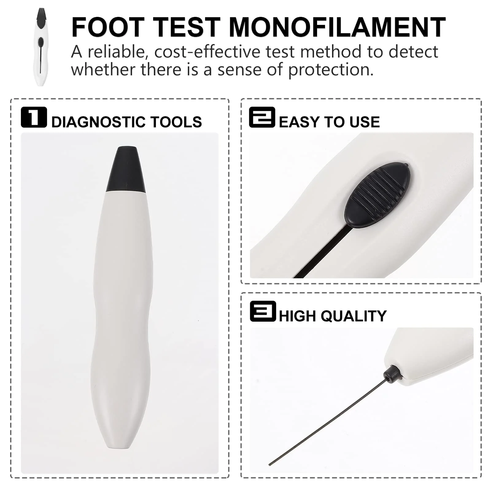 Healifty Diabetic Monofilament Tester Pen 10G Foot Filament Tartar Monofilament Diabetic Neuropathy Foot Test Pack of 12 - Image 5