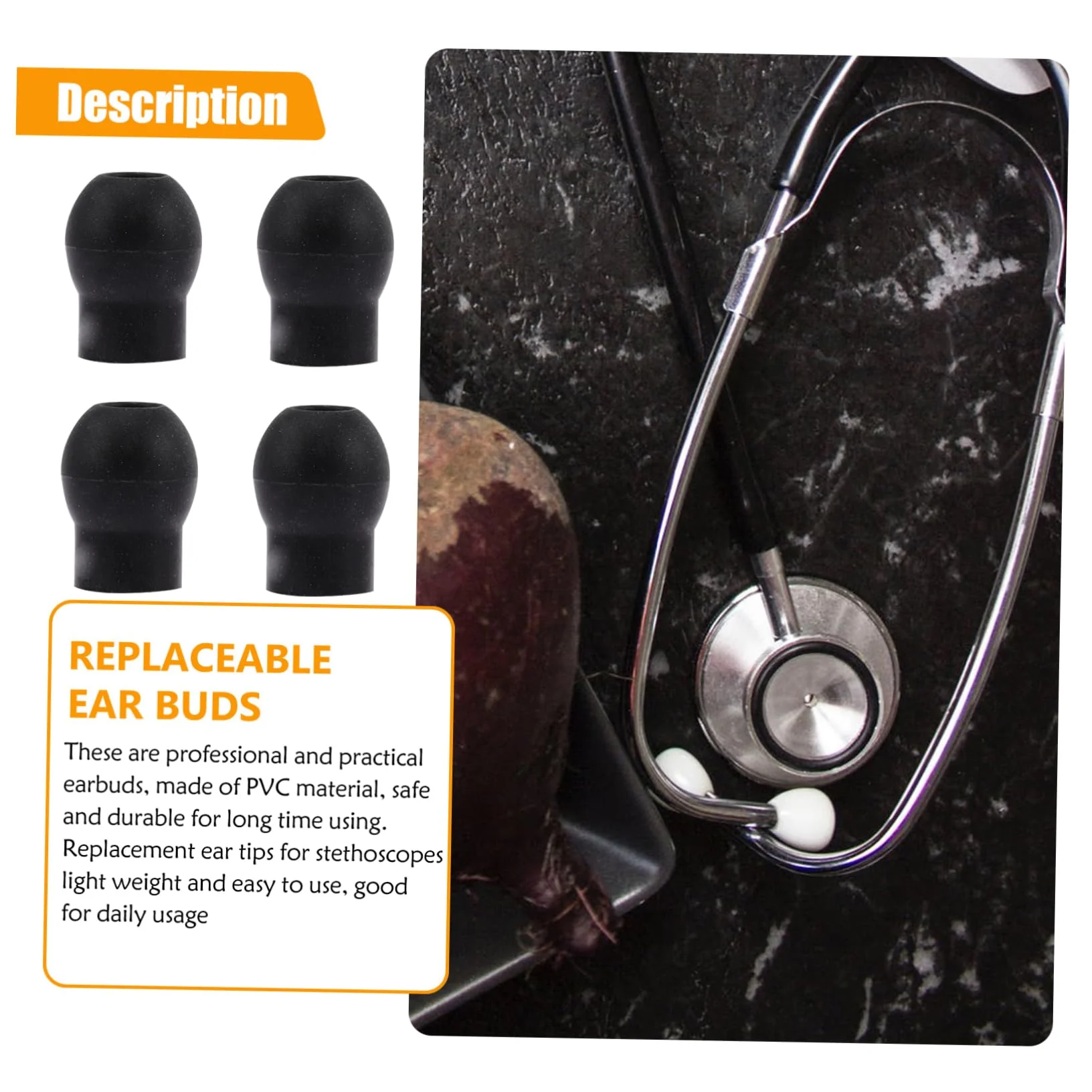 Healvian Pack of 4 Ear Plugs Accessories Ear Plugs Non Medical Not Medical Not Medical Soft Ear Tips Replacement Earplugs Not Medical Not Medical Not 1.5x1.2cm black - Image 3