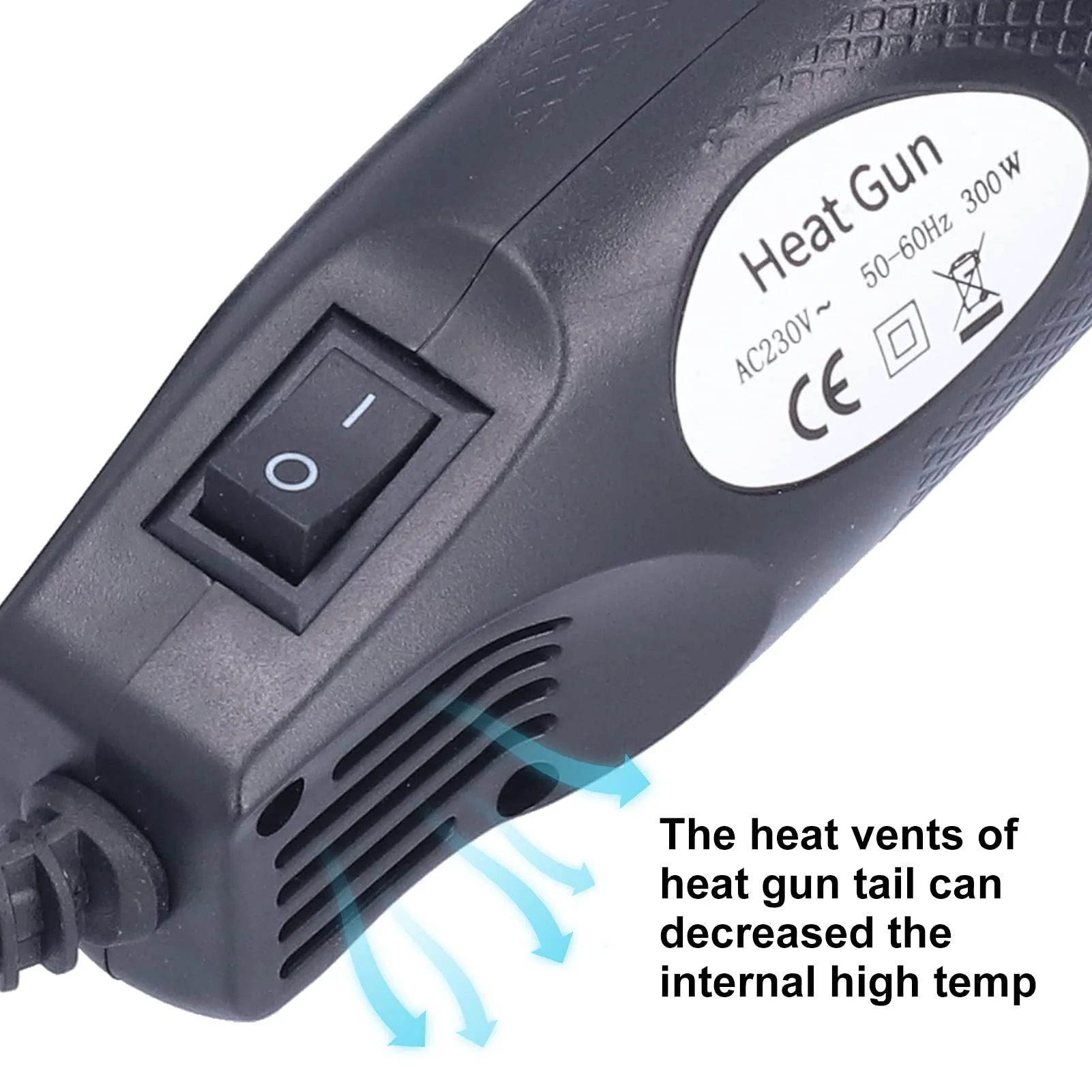Heat Guns, 300 W ABS Shell 200 °C Hand Hot Air Blower for DIY Heat Shrink Film Embossed Powder Stamp (European Standard 230 V) European standard 230V - Image 2