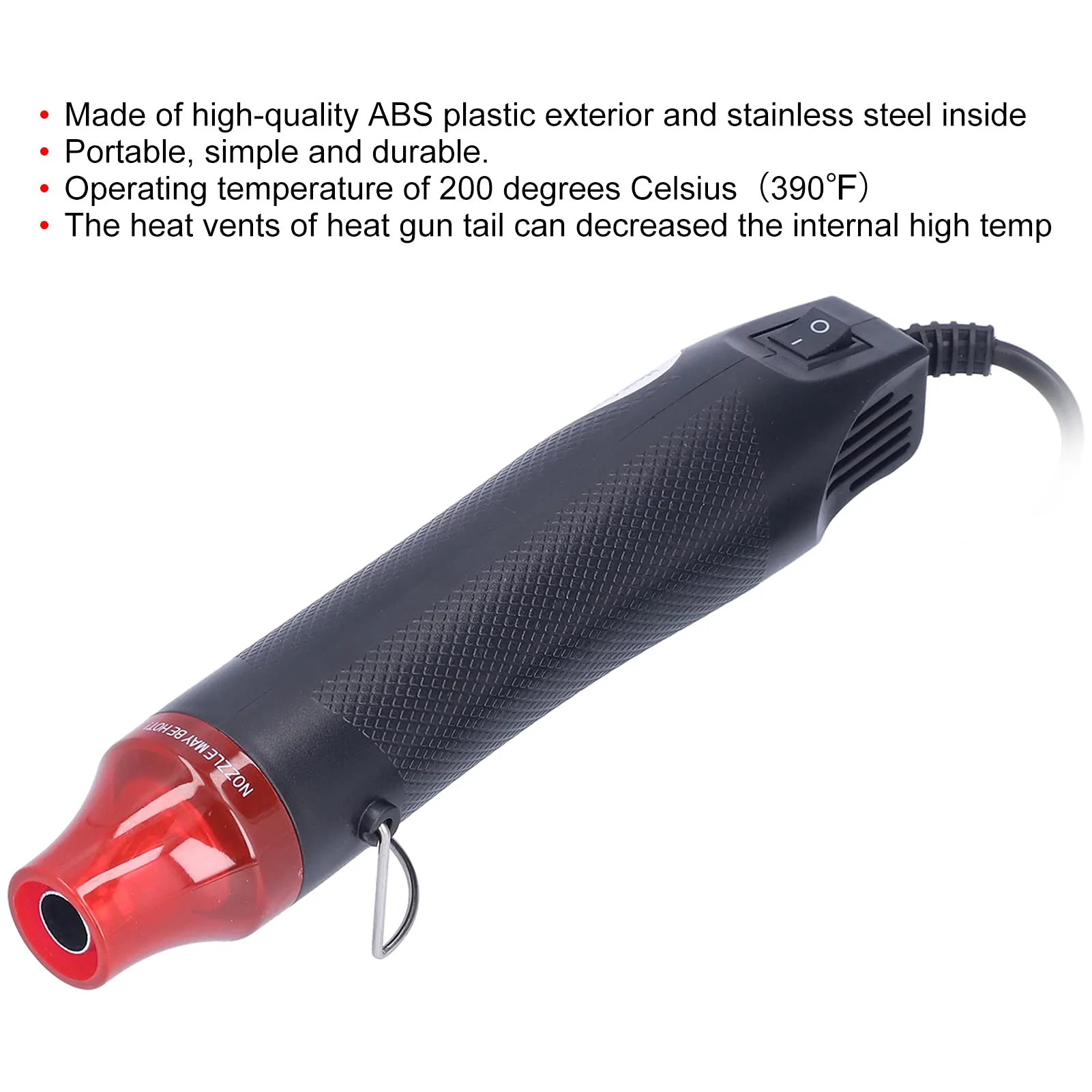 Heat Guns, 300 W ABS Shell 200 °C Hand Hot Air Blower for DIY Heat Shrink Film Embossed Powder Stamp (European Standard 230 V) European standard 230V - Image 5