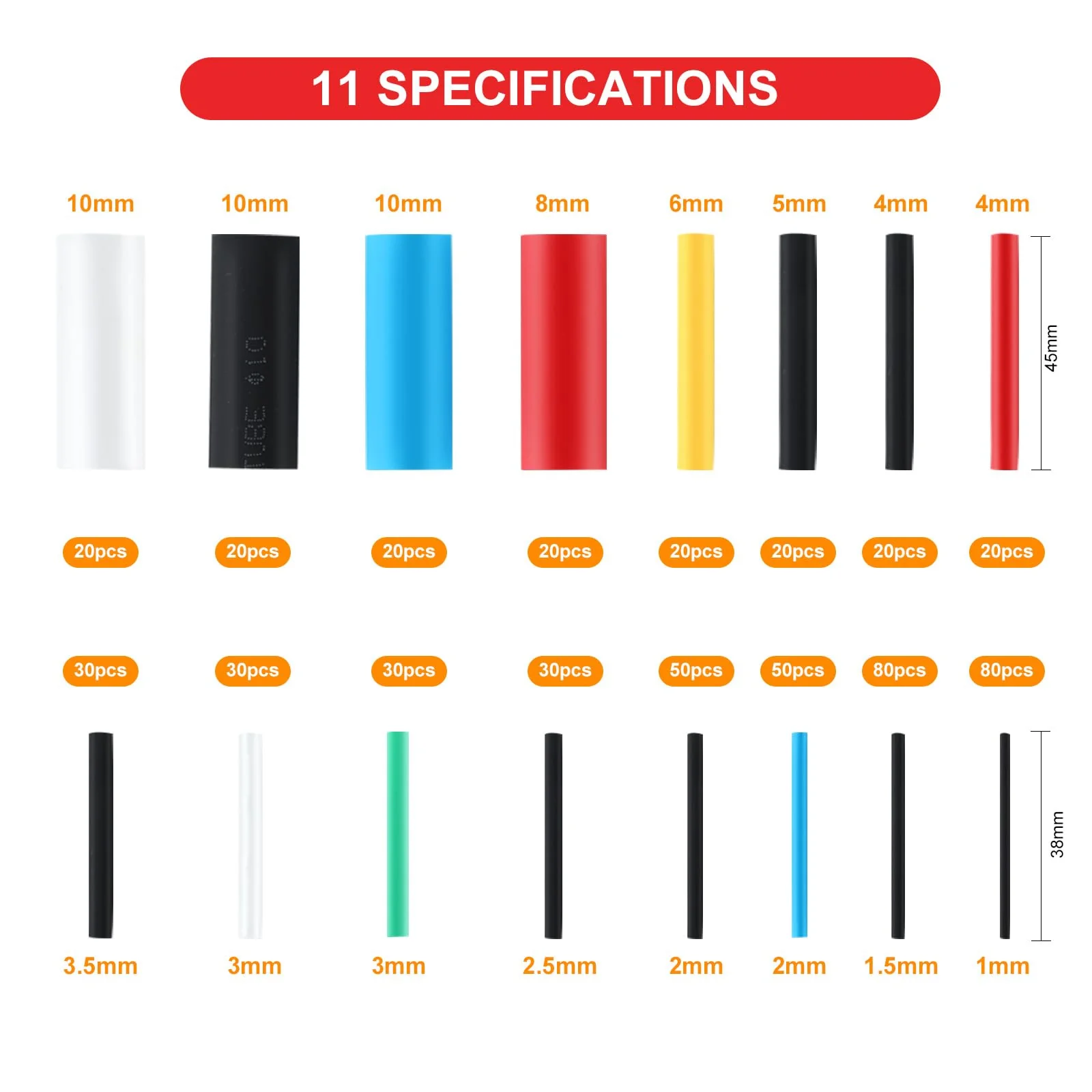 Heat Shrink Tube Set, Heat Shrink Tubing 2:1 Ratio, 580 Pieces Heat Shrink Tubing, for Connecting, Rust Protection, Water Resistance and Insulation of Cables in Households or Industries - Image 2
