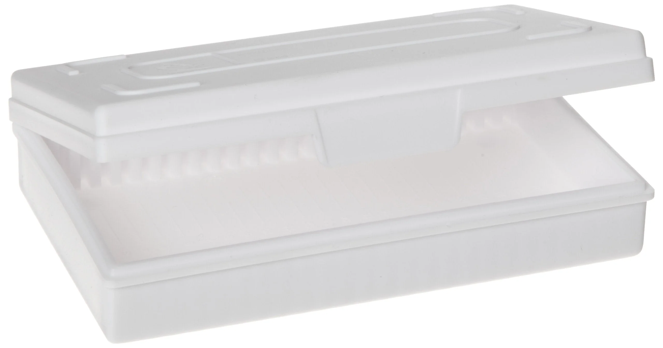Heathrow Scientific HD15990C White Polypropylene 25 Place Economy Microscope Slide Box, 141mm Length x 92mm Width x 36mm Height