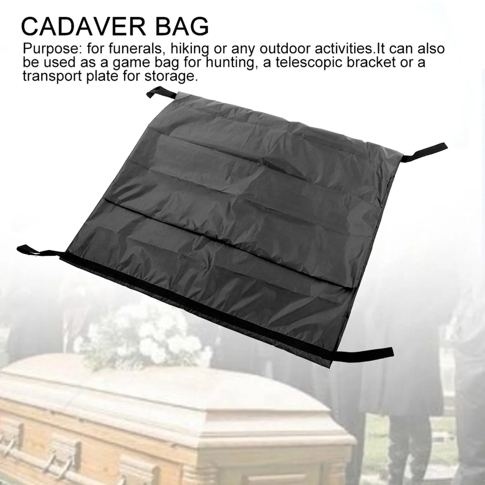 HEEPDD Body bag, black body bag for emergency, body bag made of Oxford fabric, 210D silver coated, waterproof bag with 4 side handles, zip in the (150 x 60 cm) 150*60CM - Image 8