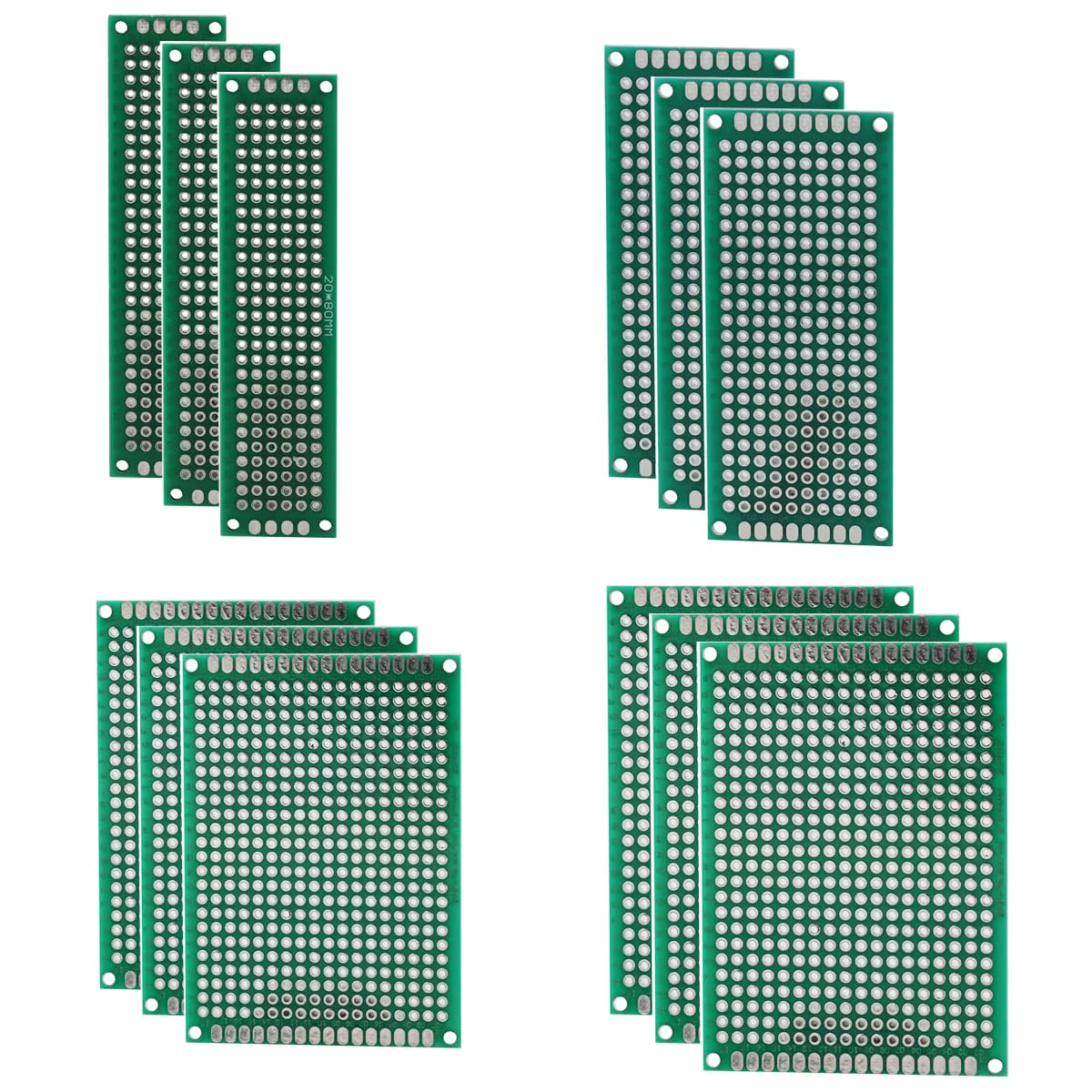 Heevhas Universal Board Double-Sided Circuit Boards Universal Circuit Board Hole Grid Board PCB 2x8 3x7 4x6 5x7 cm Prototype Kits PCB Board (Each Size 3 Pieces, Total 12 Pieces) 12PCS 2X8 3X7 4X6 5X7CM