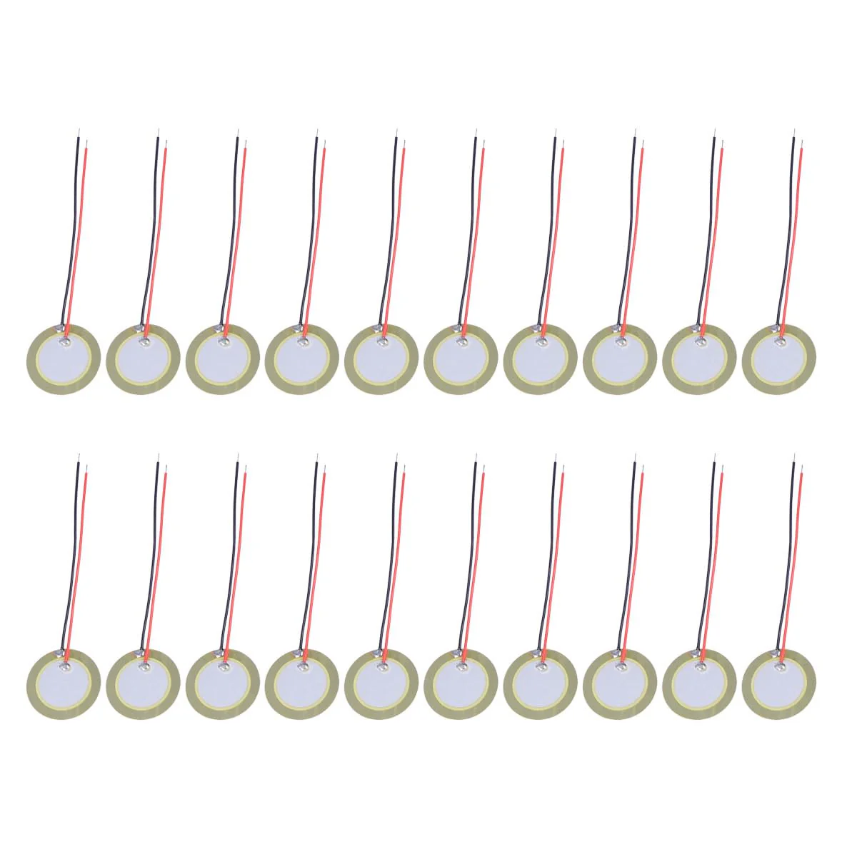 Hemobllo Piezo Elements Buzzer, 20 mm Acoustic Pickup, Piezo Converter Element, Piezo Discs, Disc Pickups for Watches, Acoustic Guitar, Electronic Doorbell, Alarms, Pack of 20