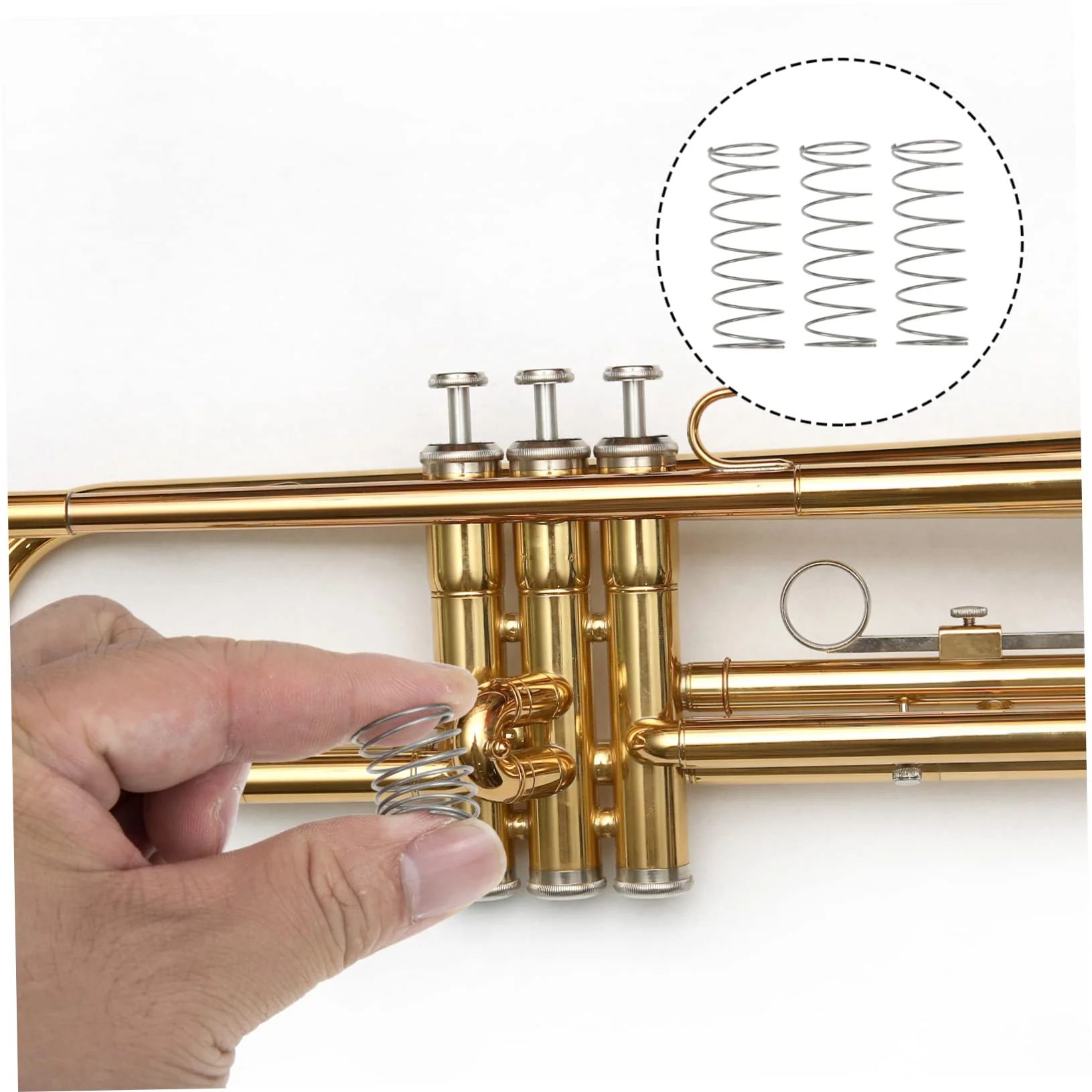 Hemoton 3pcs Durable Trumpet Springs Portable Button Spring Replacement for Trumpet Sturdy Convenient Accessories for Wind Instruments 4.9x1.7cm Silver - Image 2