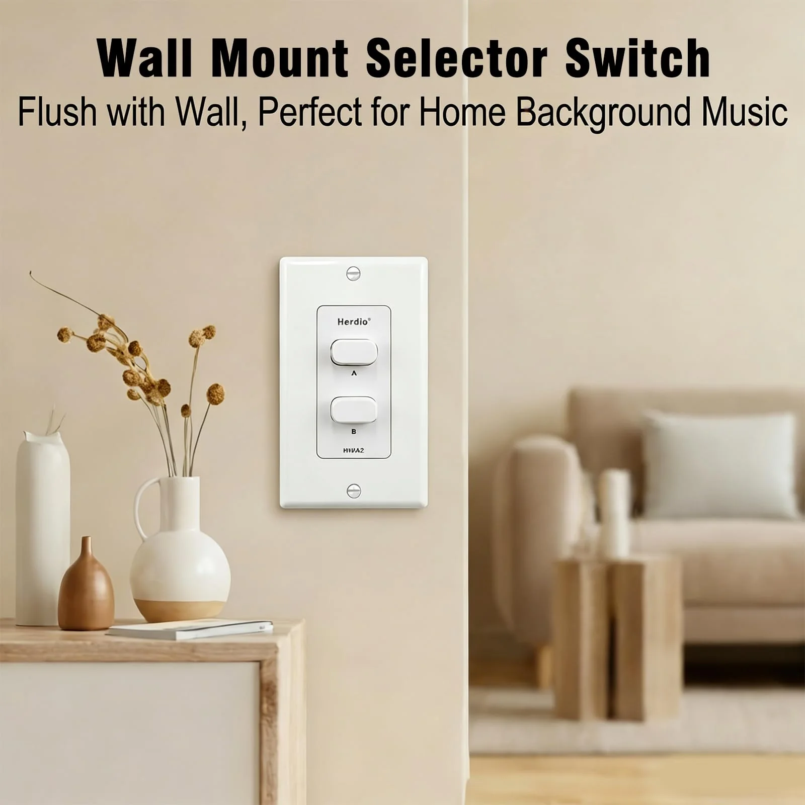 Herdio in-Wall Speaker Selector Switch - 2 Channel Home Audio Speakers Controller for Pair of Speakers - Support 120W Peak Power Per Channel - Image 2