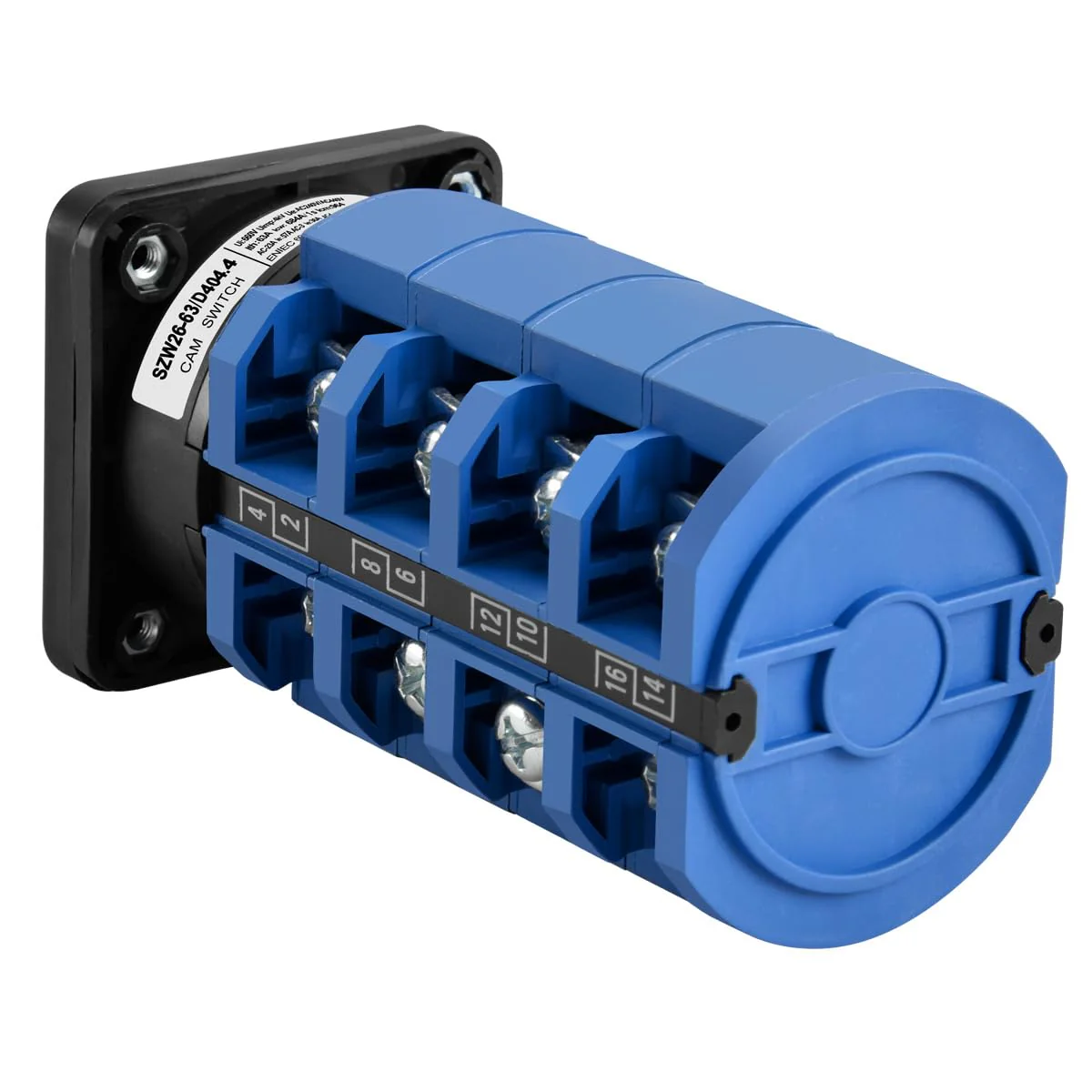 Heschen Universal Rotary Cam Selector Changeover Switch, SZW26-63/D404.4, 660V 63A, ON-Off-ON 3 Position 4 Phase, 4NO+4NC, 16 Terminals, CE - Image 8
