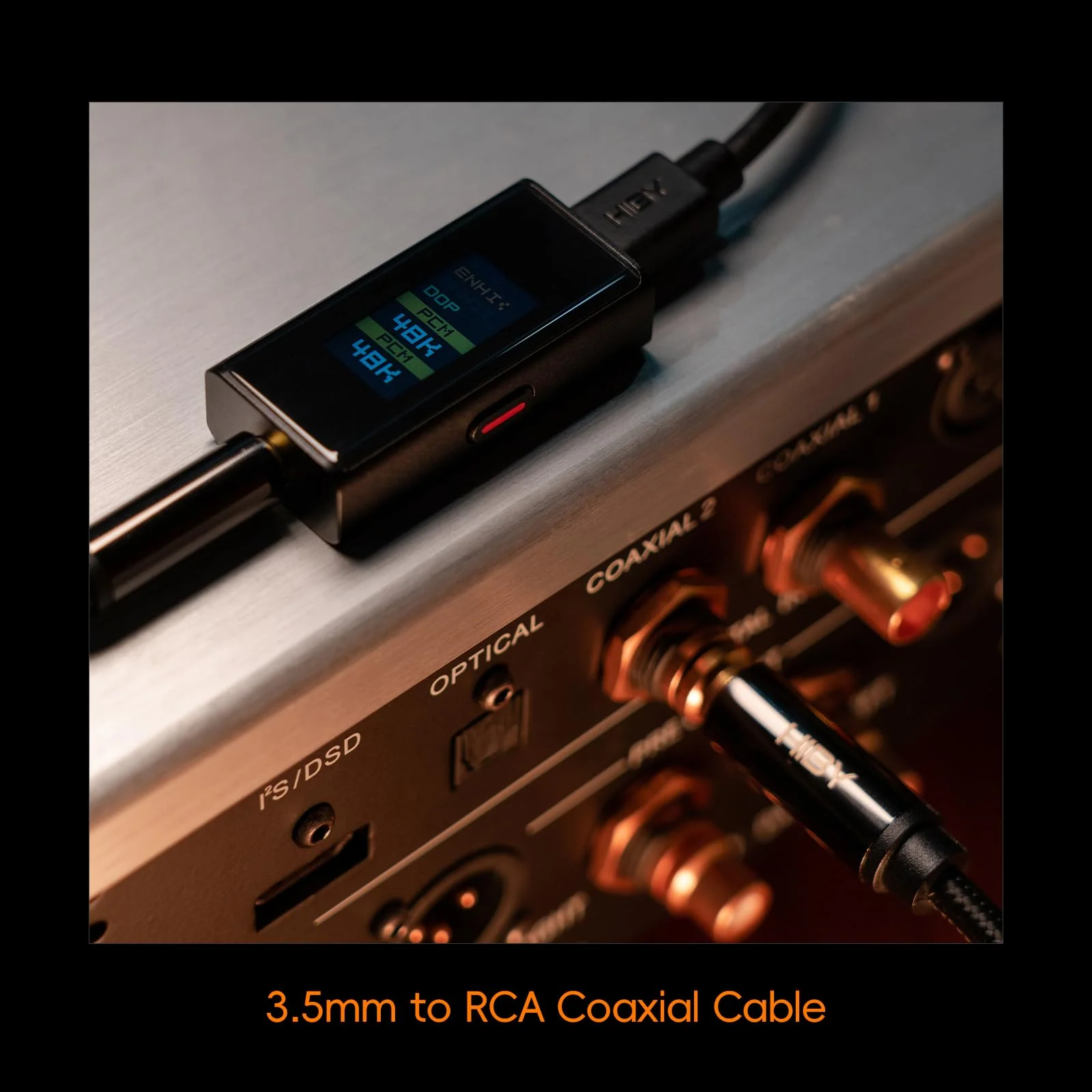 HiBy UC10 USB-C to Coaxial S/PDIF Digital Audio Converter 3 Level Digital Signal Gain Digital Signal Cleanup USB Audio Input 3.5mm Port Coaxial Digital Output - Image 8