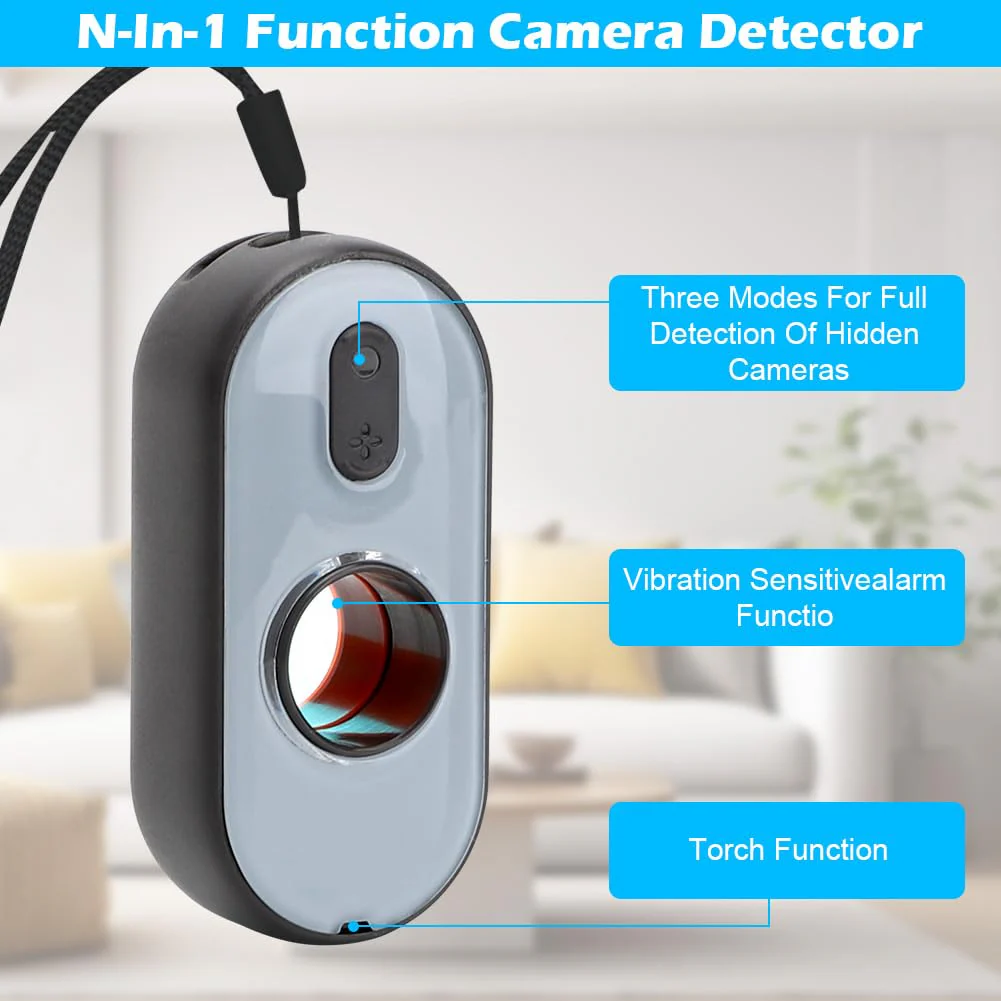 Hidden Camera Detector, 3-in-1 Bug Detector with Vibration Alarm and LED Torch, Anti-Spy Infrared Scanner, Hidden Cameras Detection, Hidden Camera Detector Anti-Spy for Hotel (Black) Black - Image 3