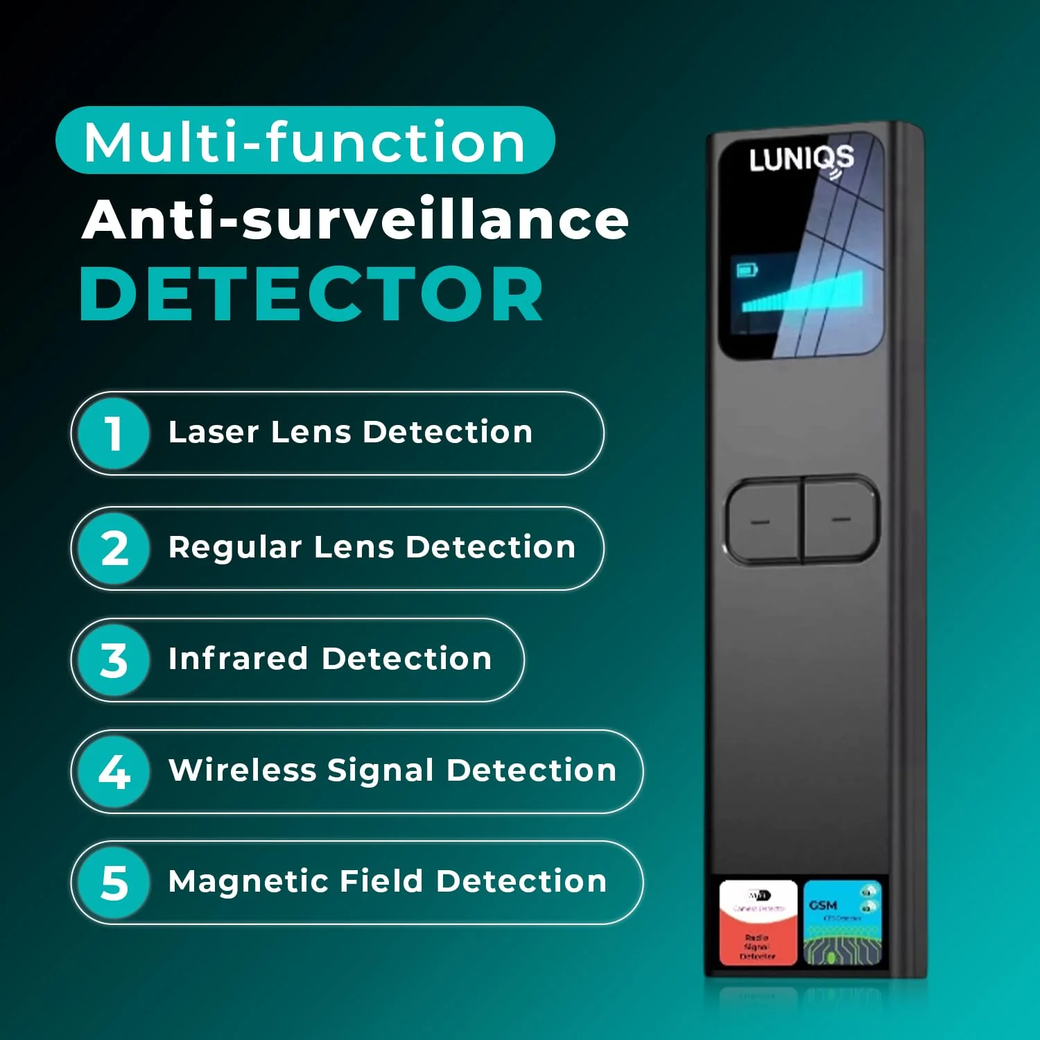 Hidden Camera Detectors -2026- Hidden Bug and Camera Detector & Spy Camera Finder, GPS Tracker Detector, RF Detector & Bug Detector (Laser + LCD Screen) for Travel, Home & Office Security 5 Mode – Laser + LCD - Image 2