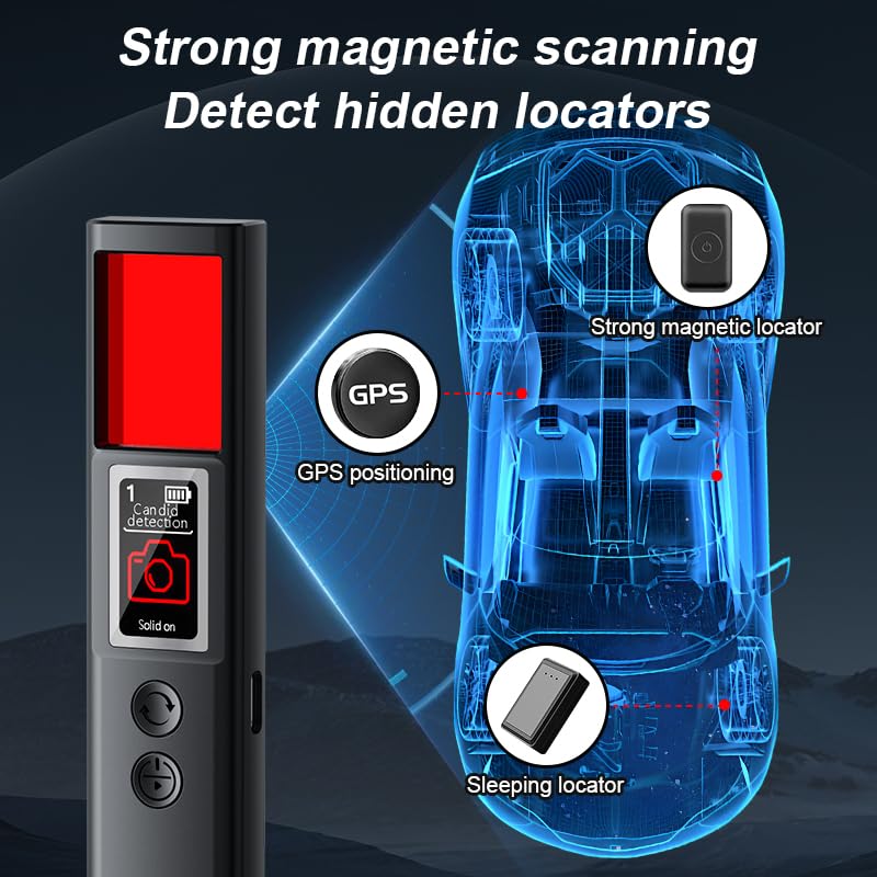 Hidden Camera Detectors, Spy Camera Detectors, 2025 Upgraded Device Finder for Hotels Car Office Home Travel Meetingroom, Signal Scanner Mini Design, 8 Levels Sensitivity 9 Modes, 25H Working Time Black - Image 7
