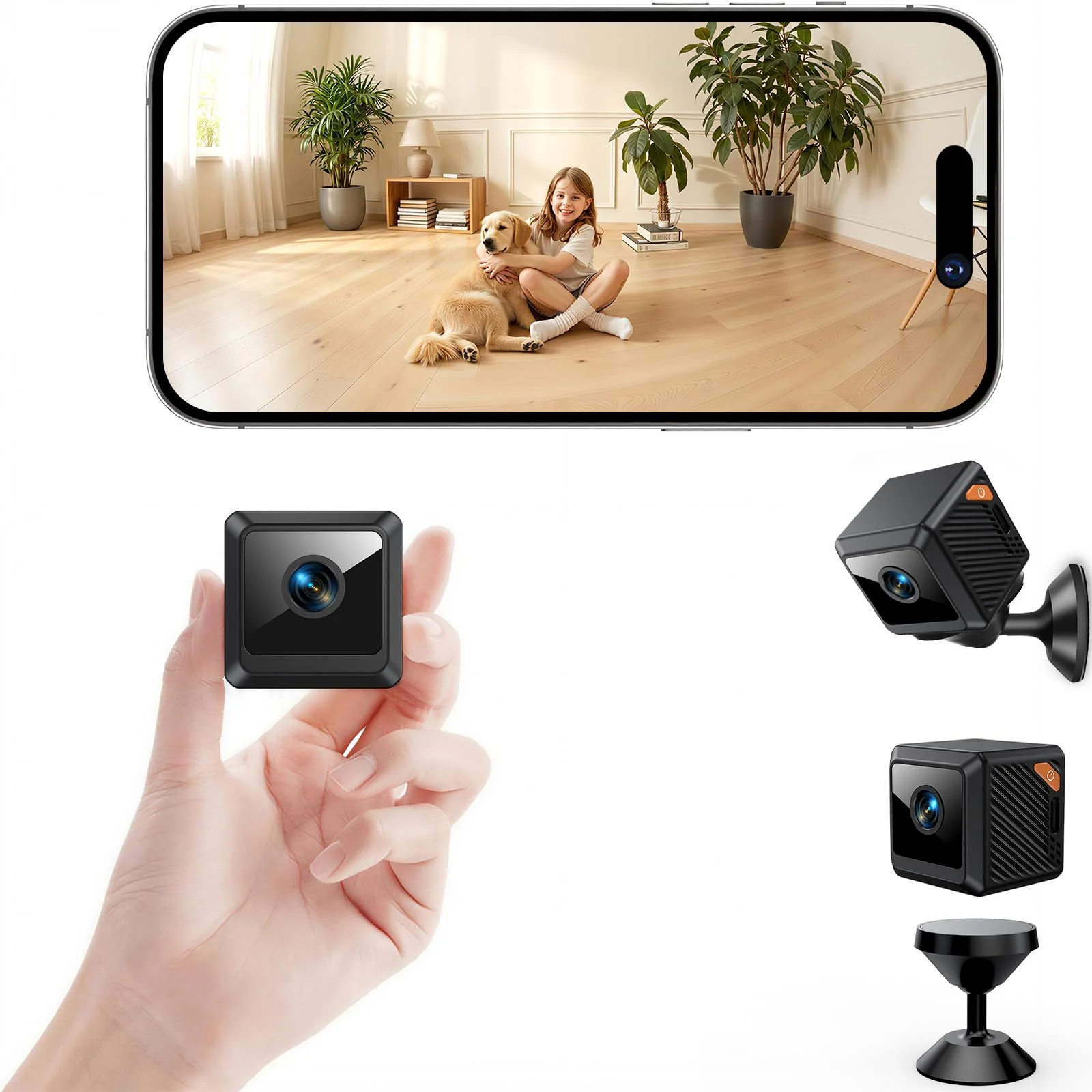 Hidden Camera for Home Security - 1080P HD Mini Indoor Camera for Surveillance - Spy Cam with WiFi Wireless, App Control, Motion Detection, Night Vision, Instant Alerts, Cloud & SD Card Storage