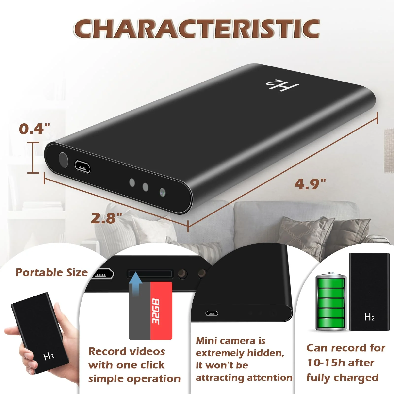 Hidden Camera Nanny Cam No WiFi Security Cameras 1080P FHD Mini Body Camera Outdoor Indoor with Night Vision for Home Surveillance No Audio - Image 4