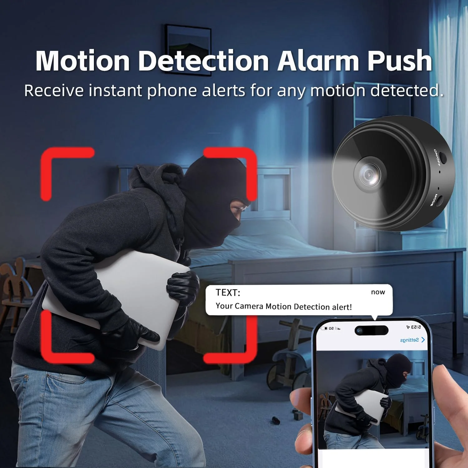 Hidden Camera Surveillance Monitor - WiFi Nanny Cam with 1080P Night Vision, Motion Detection, and Smartphone Compatibility - Indoor Spy Camera for Home/Baby/Office black - Image 4